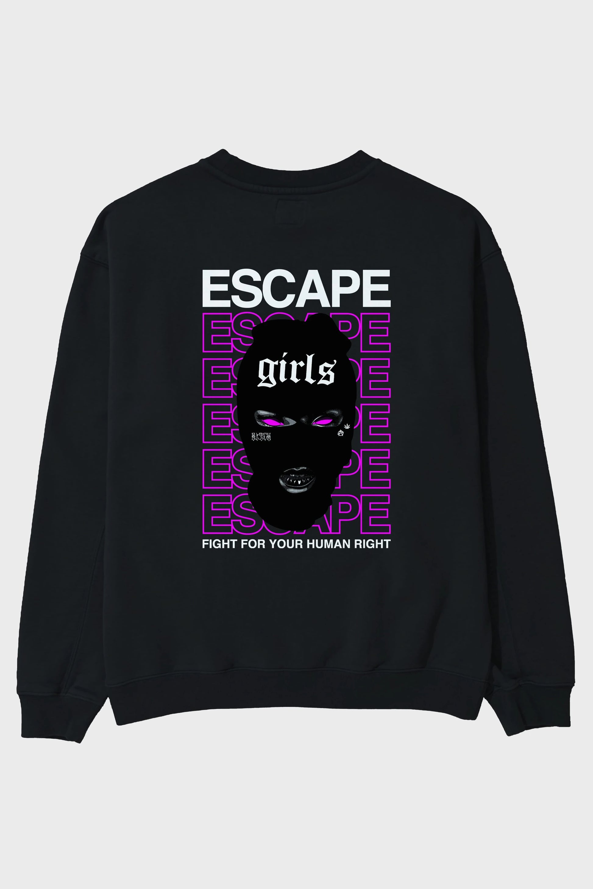 Escape Girl Arka Baskılı Oversize Sweatshirt Erkek Kadın Unisex