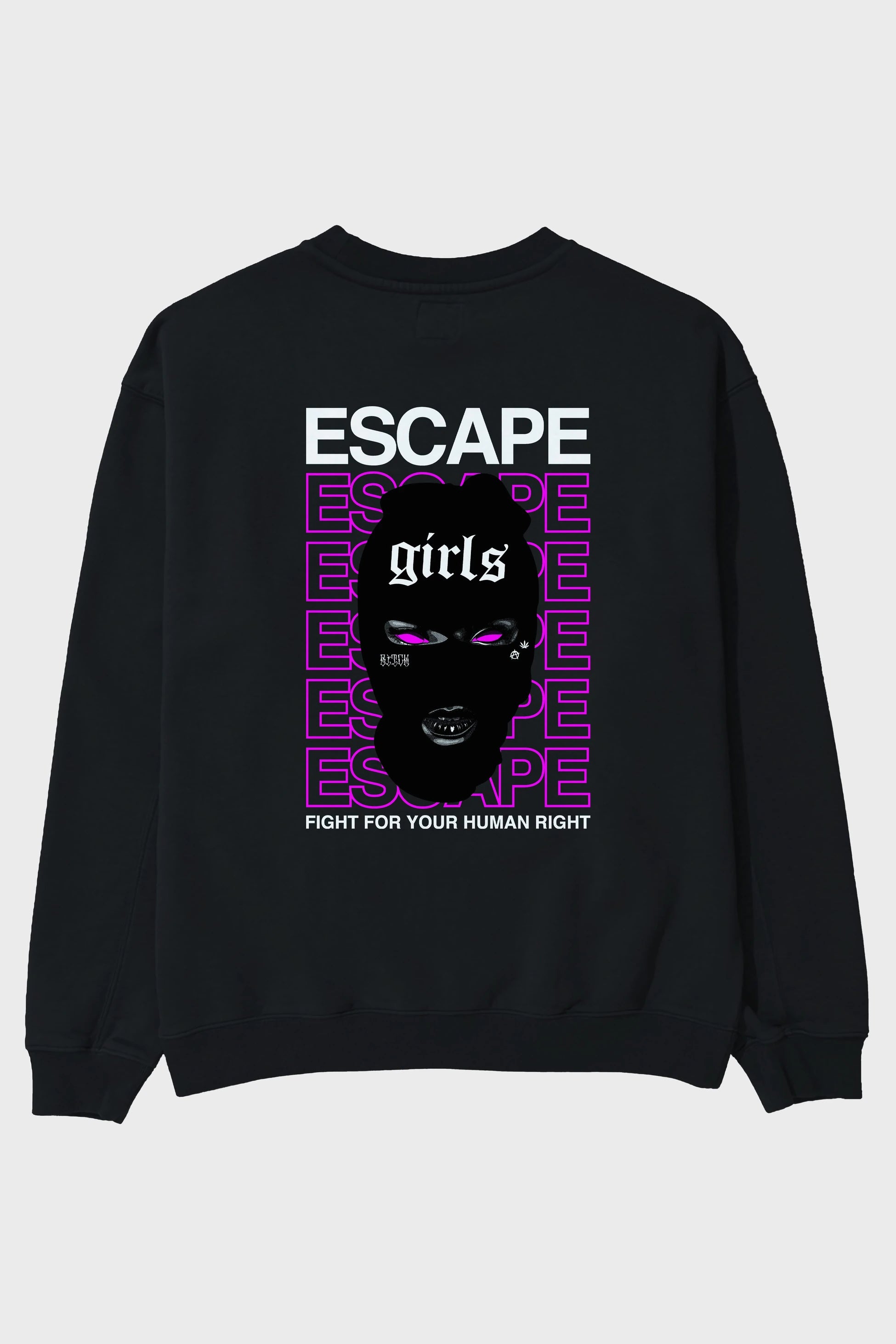 Escape Girl Arka Baskılı Oversize Sweatshirt Erkek Kadın Unisex