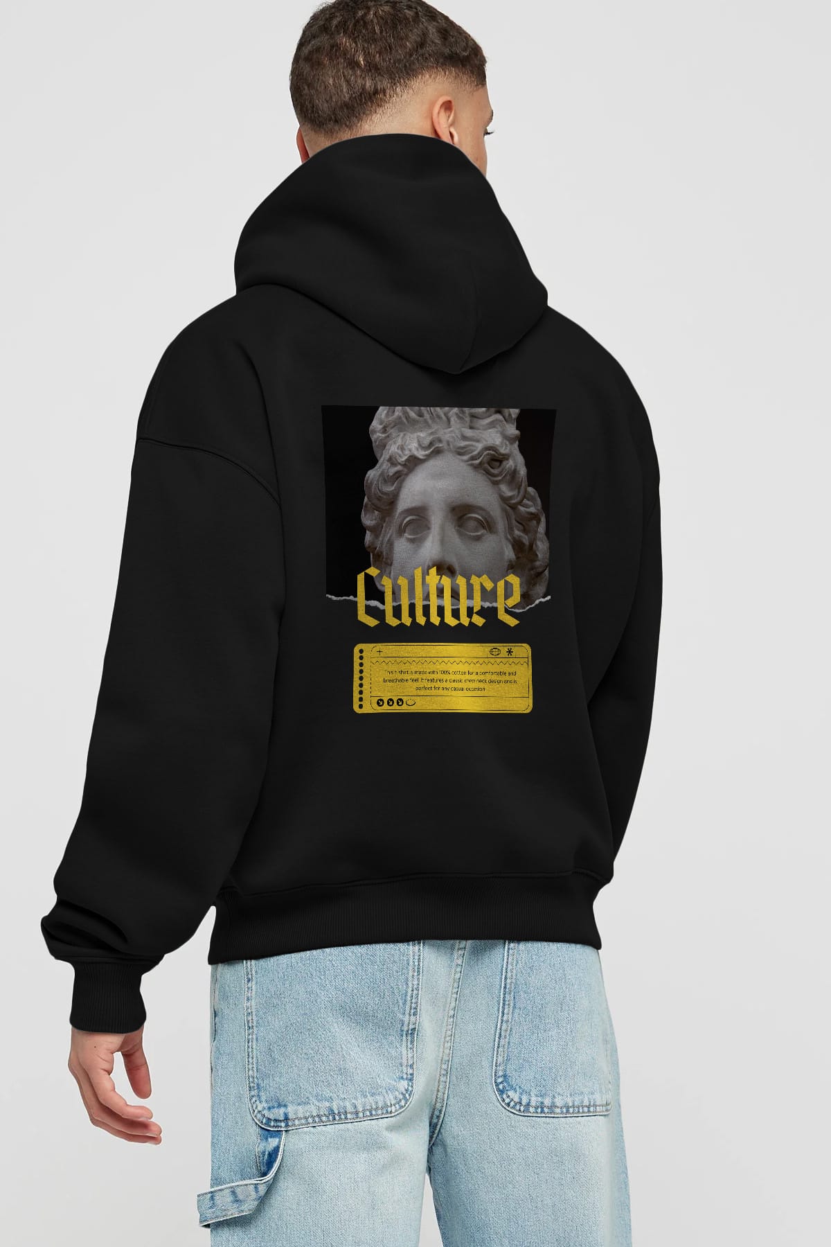 Culture Yazılı Arka Baskılı Oversize Hoodie Kapüşonlu Sweatshirt Erkek Kadın Unisex