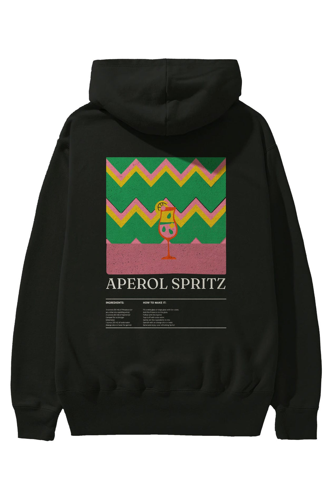 Aperol Spritz Kokteyl Arka Baskılı Hoodie Oversize Kapüşonlu Sweatshirt Erkek Kadın