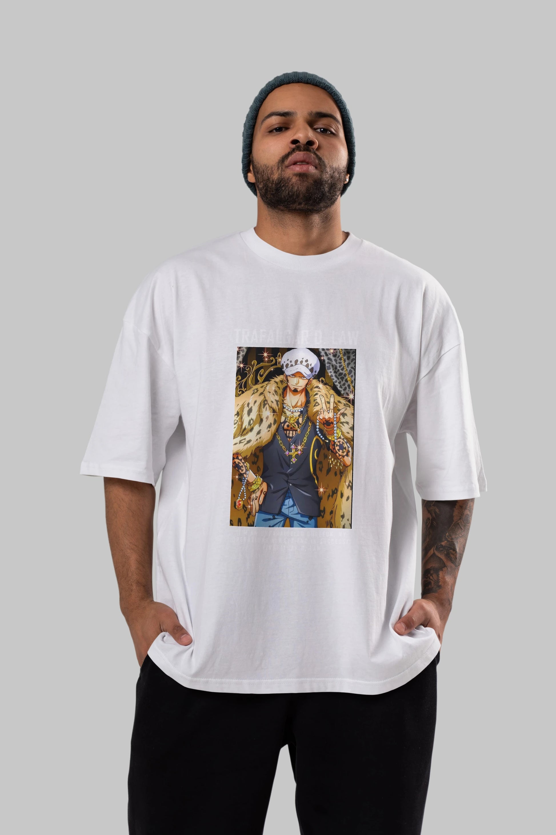 Trafalgar D. Water Law 2 Anime Ön Baskılı Oversize t-shirt Erkek Kadın Unisex