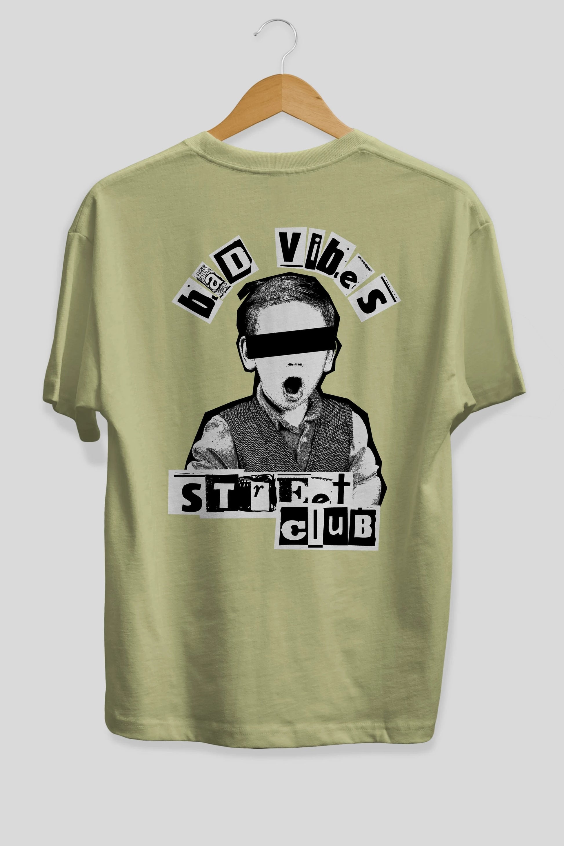 Bad Vibes Street Club Arka Baskılı Oversize t-shirt Erkek Kadın Unisex