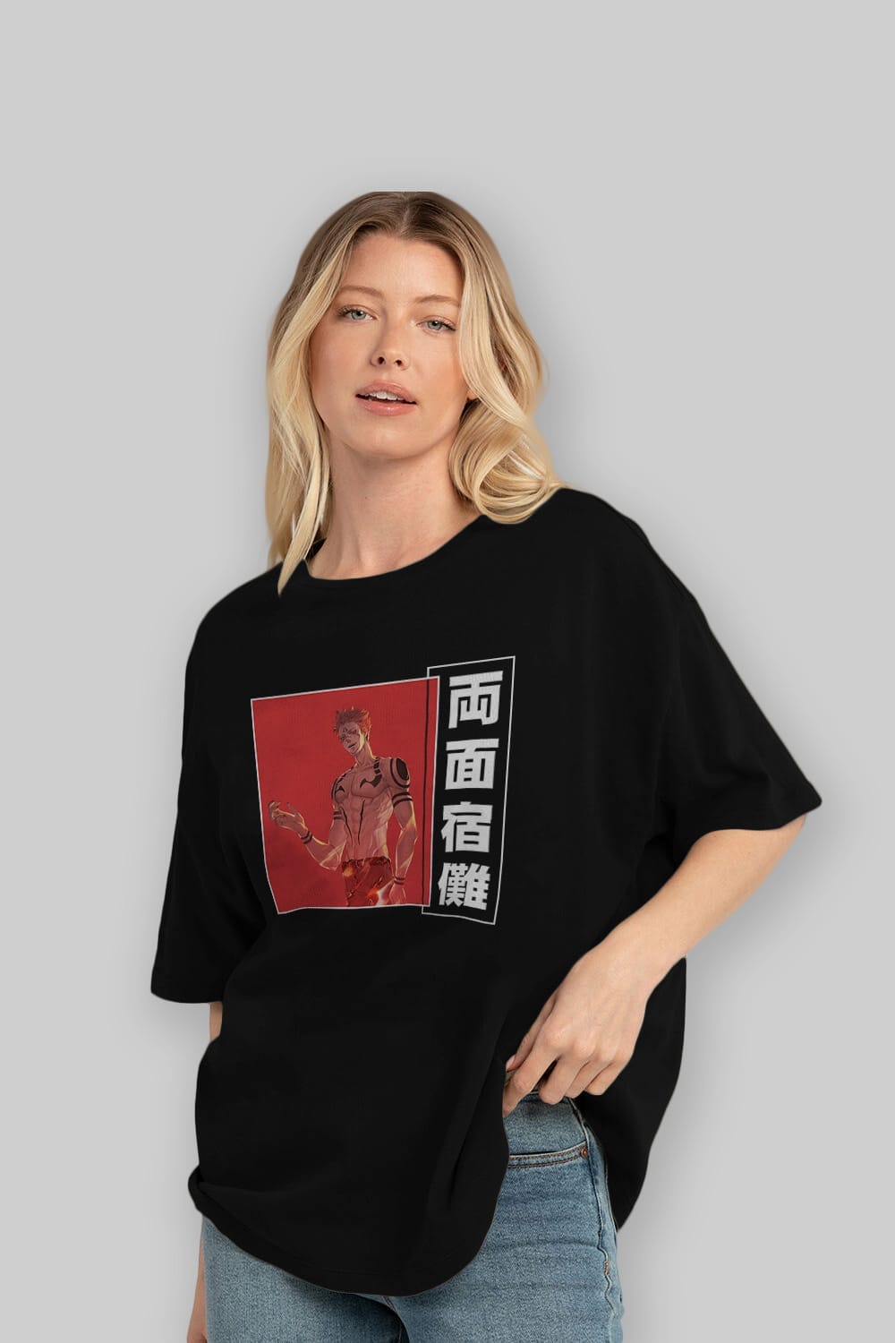 Sukuna Ryoumen 3 Anime Ön Baskılı Oversize t-shirt %100 pamuk Erkek Kadın Unisex