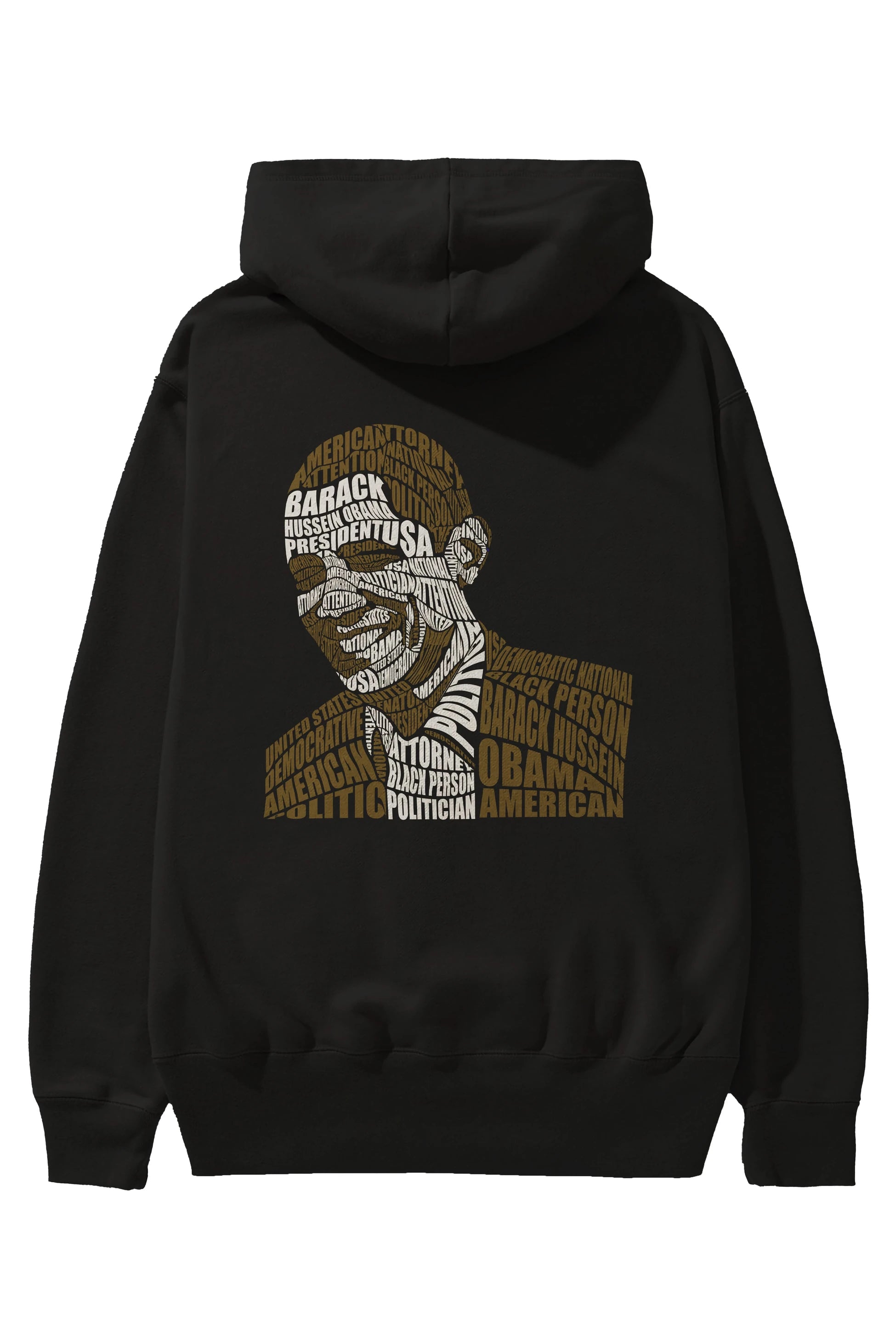 Obama Calligram Arka Baskılı Hoodie Oversize Kapüşonlu Sweatshirt Erkek Kadın Unisex
