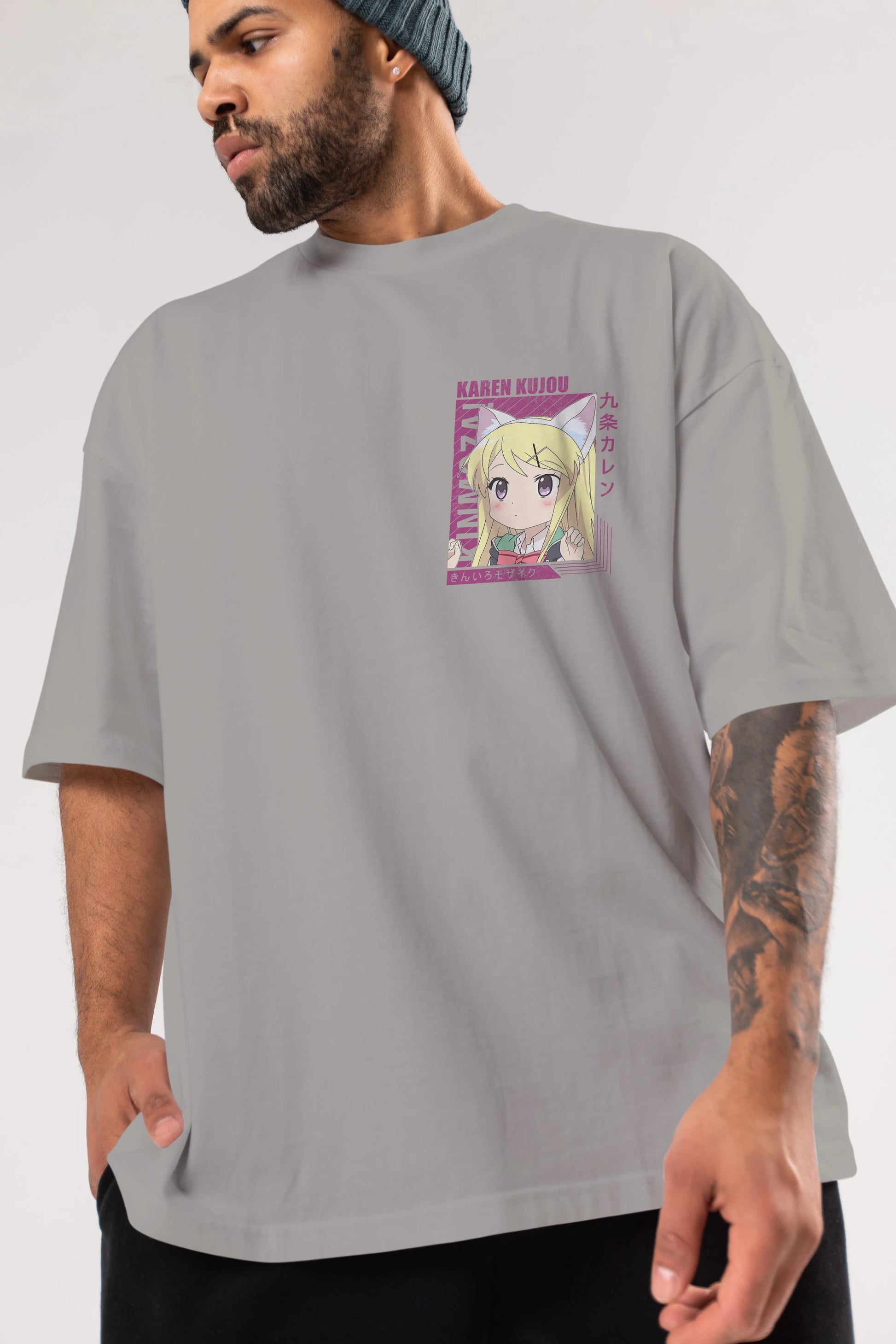 Karen Kujou 4 Ön Sol Baskılı Oversize t-shirt Erkek Kadın Unisex %100 Pamuk Bisiklet Yaka tişort