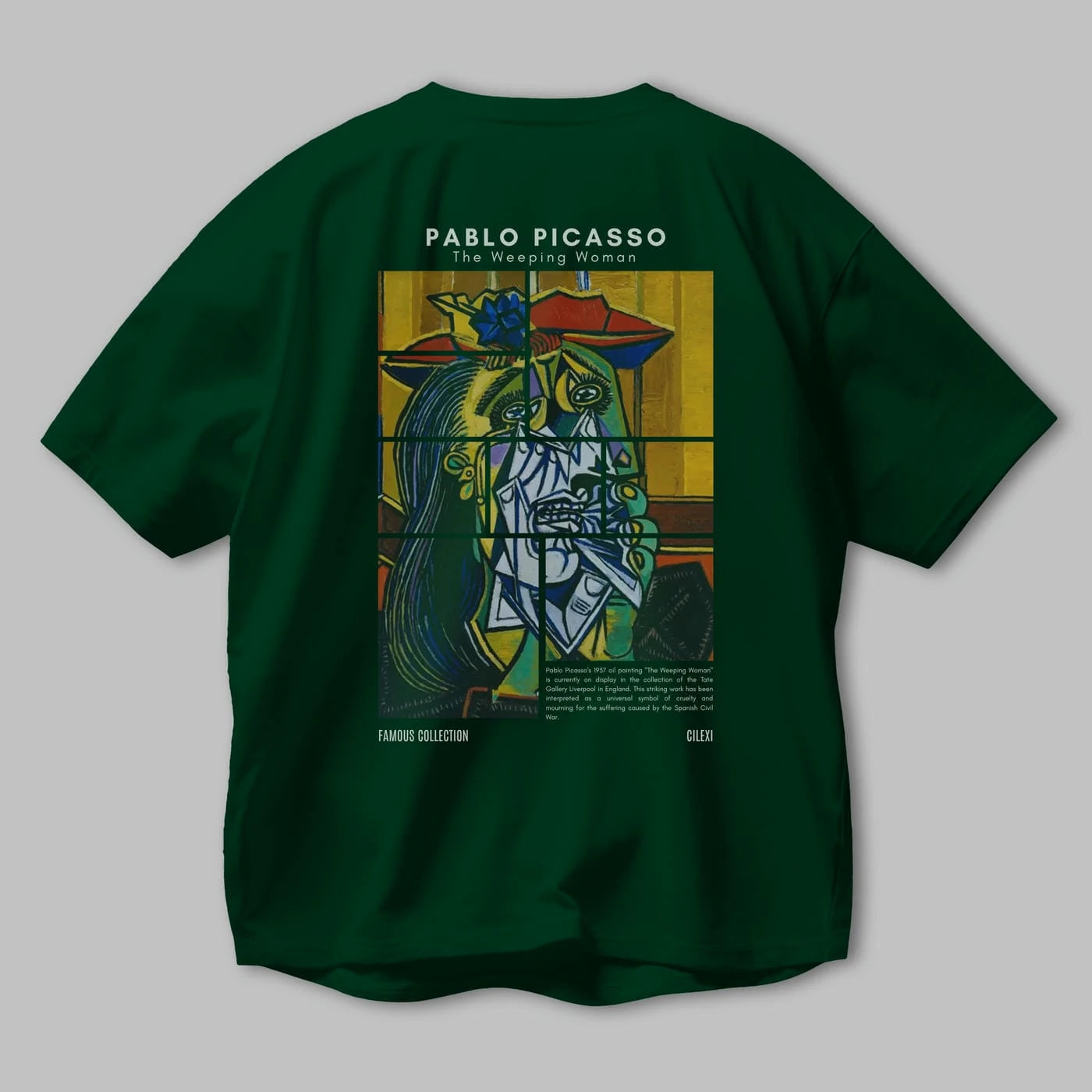 Pablo Picasso Arka Baskılı Oversize t-shirt Erkek Kadın Bisiklet Yaka Pamuk tişort