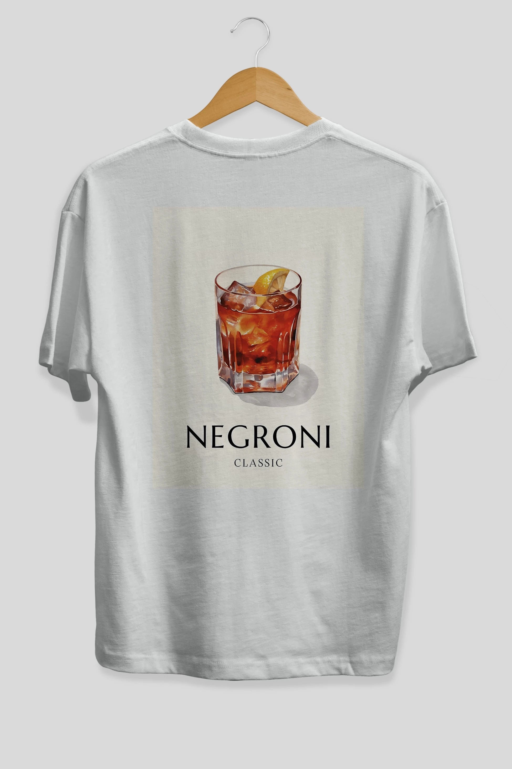 Negroni Classic Arka Baskılı Oversize t-shirt Erkek Kadın Unisex %100 Pamuk Bisiklet Yaka tişort