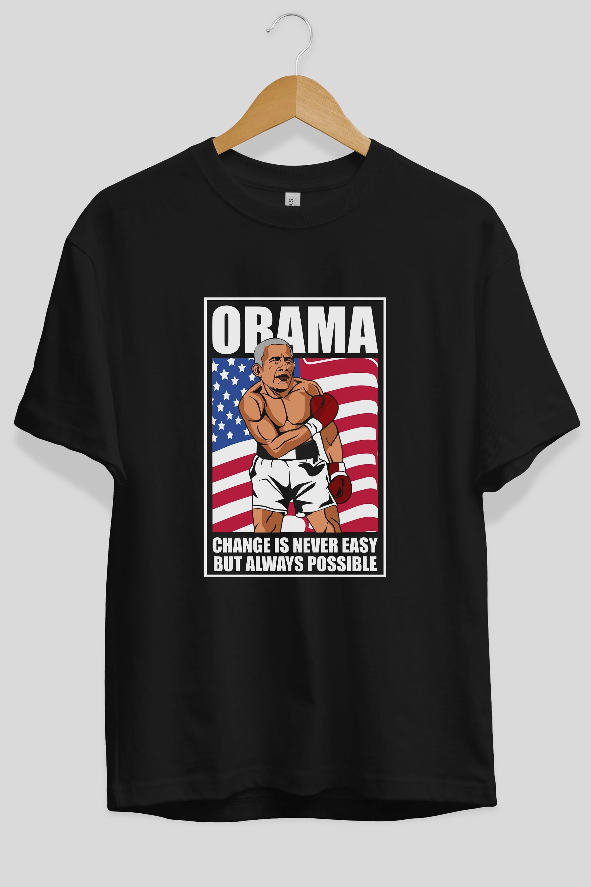 Obama Ön Baskılı Oversize t-shirt Erkek Kadın Unisex %100 Pamuk tişort