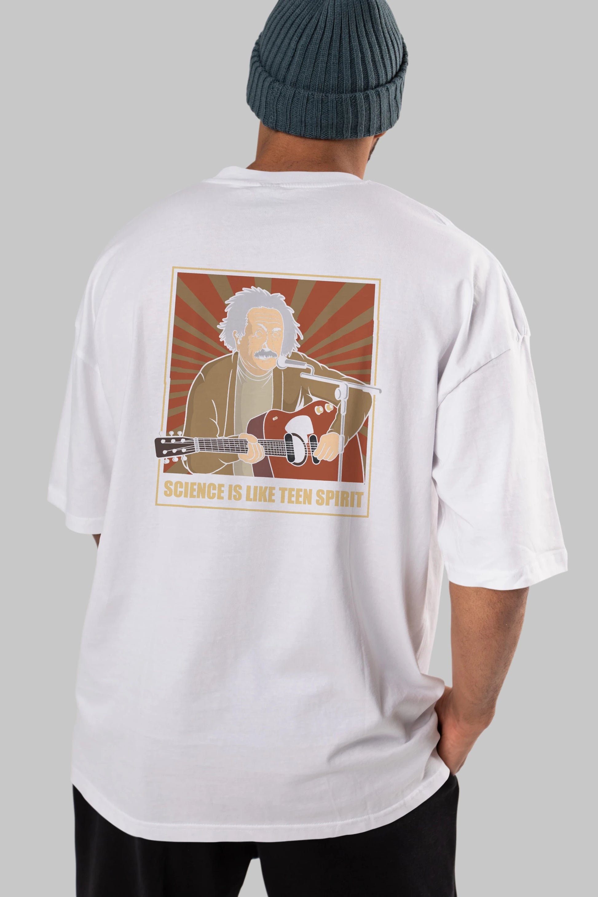 Kurt Einstein Arka Baskılı Oversize t-shirt Erkek Kadın Unisex %100 Pamuk tişort