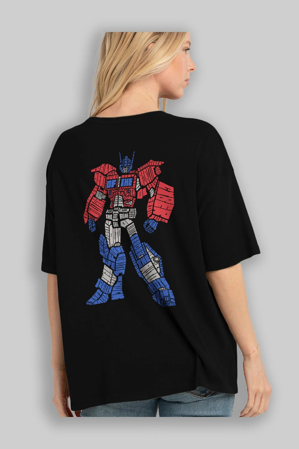 Optimus Prime Arka Baskılı Oversize t-shirt %100 pamuk Erkek Kadın Unisex