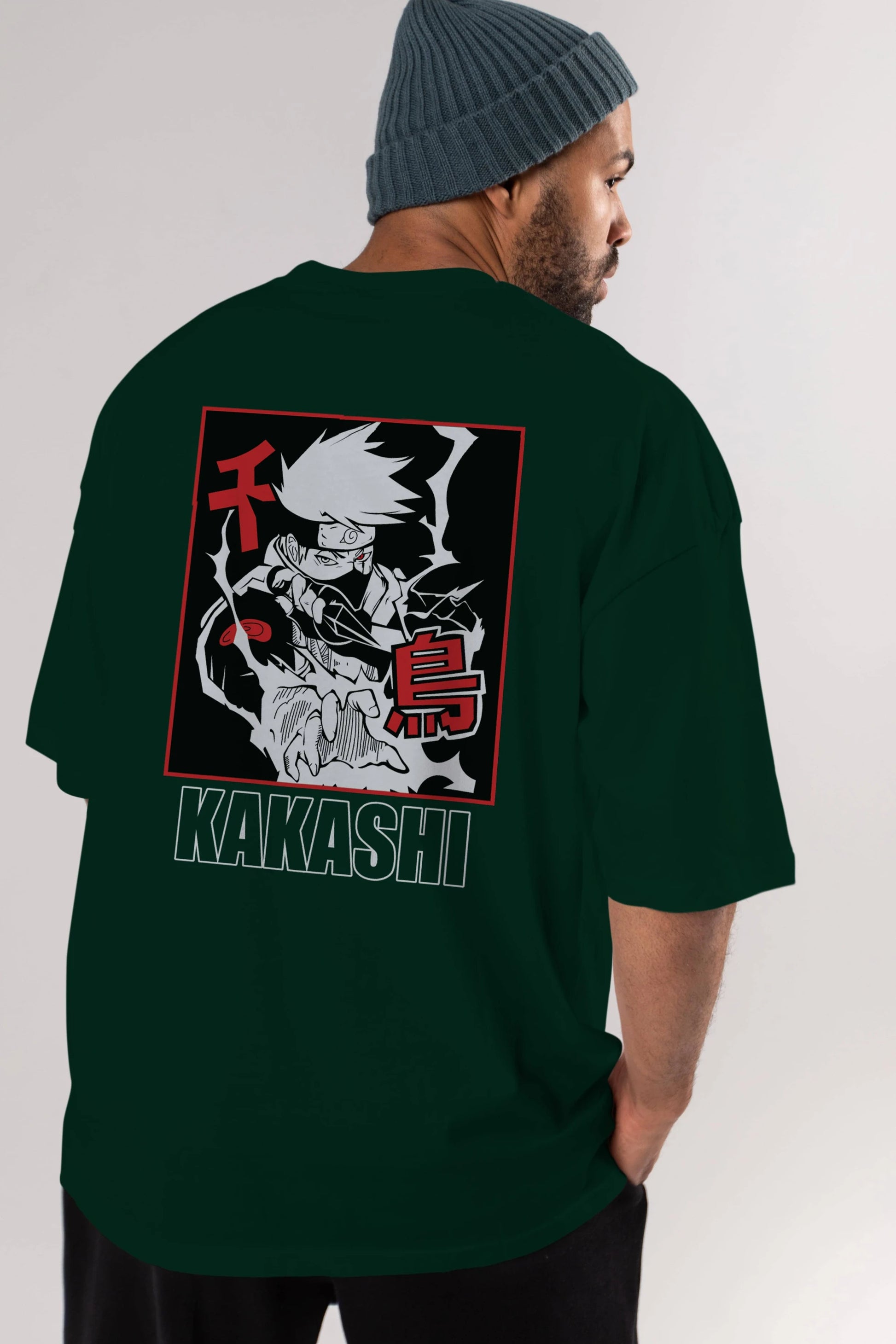 KAKASHI HATAKE NARUTO Anime Arka Baskılı Oversize t-shirt Erkek Kadın Unisex