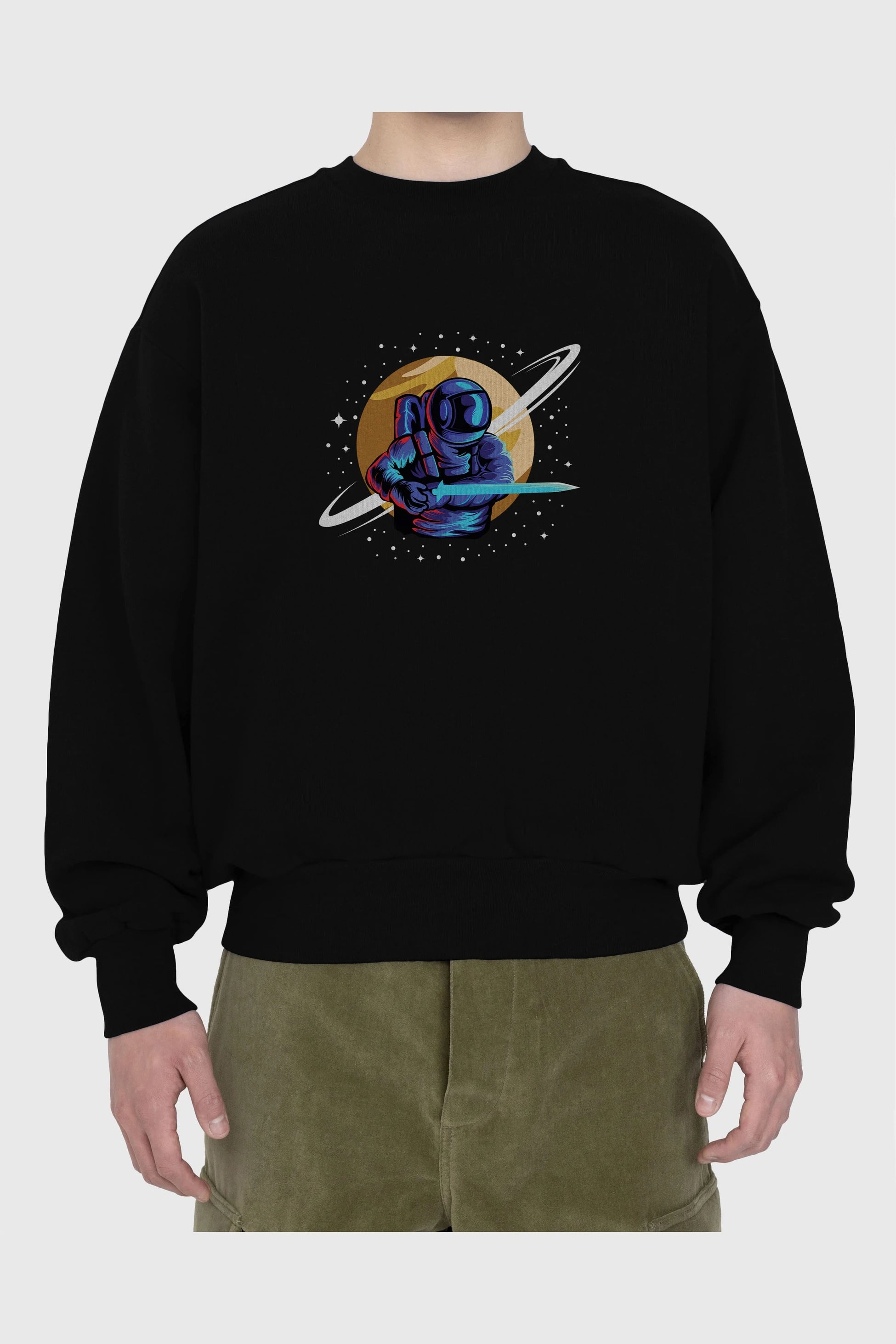Astro Knight Ön Baskılı Oversize Sweatshirt Erkek Kadın Unisex