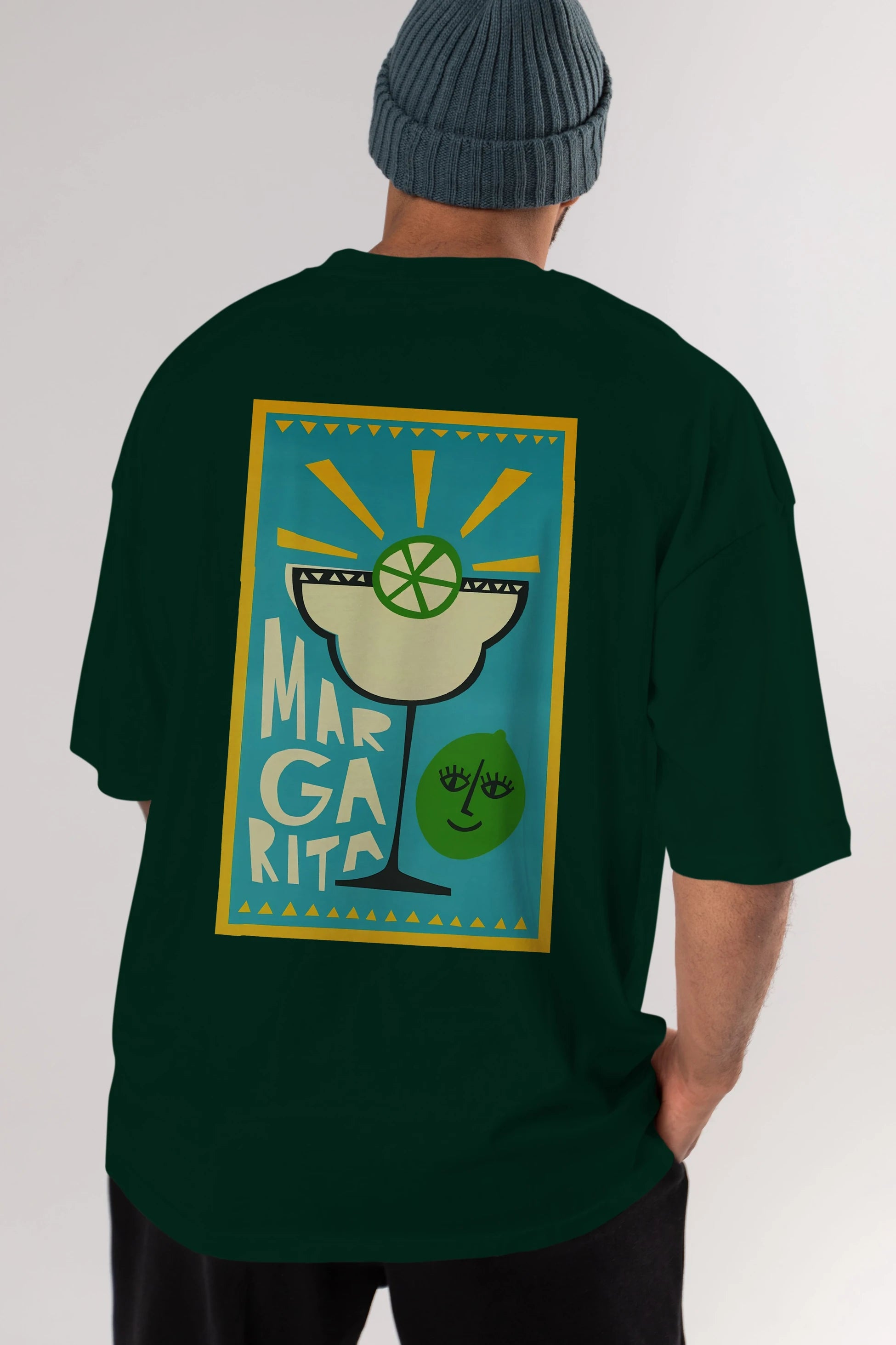 Margarita 4 Arka Baskılı Oversize t-shirt Erkek Kadın Unisex %100 Pamuk Bisiklet Yaka tişort