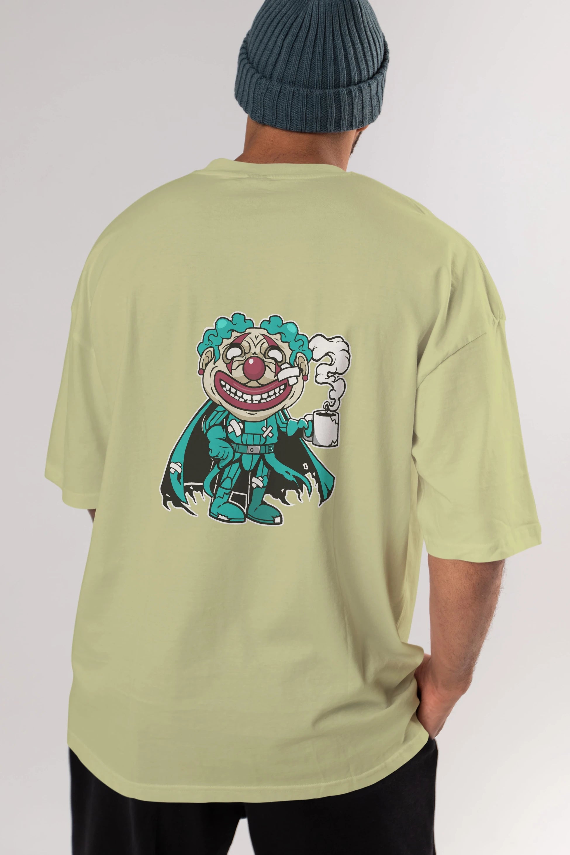 Super Clown Arka Baskılı Oversize t-shirt Erkek Kadın Unisex %100 Pamuk tişort