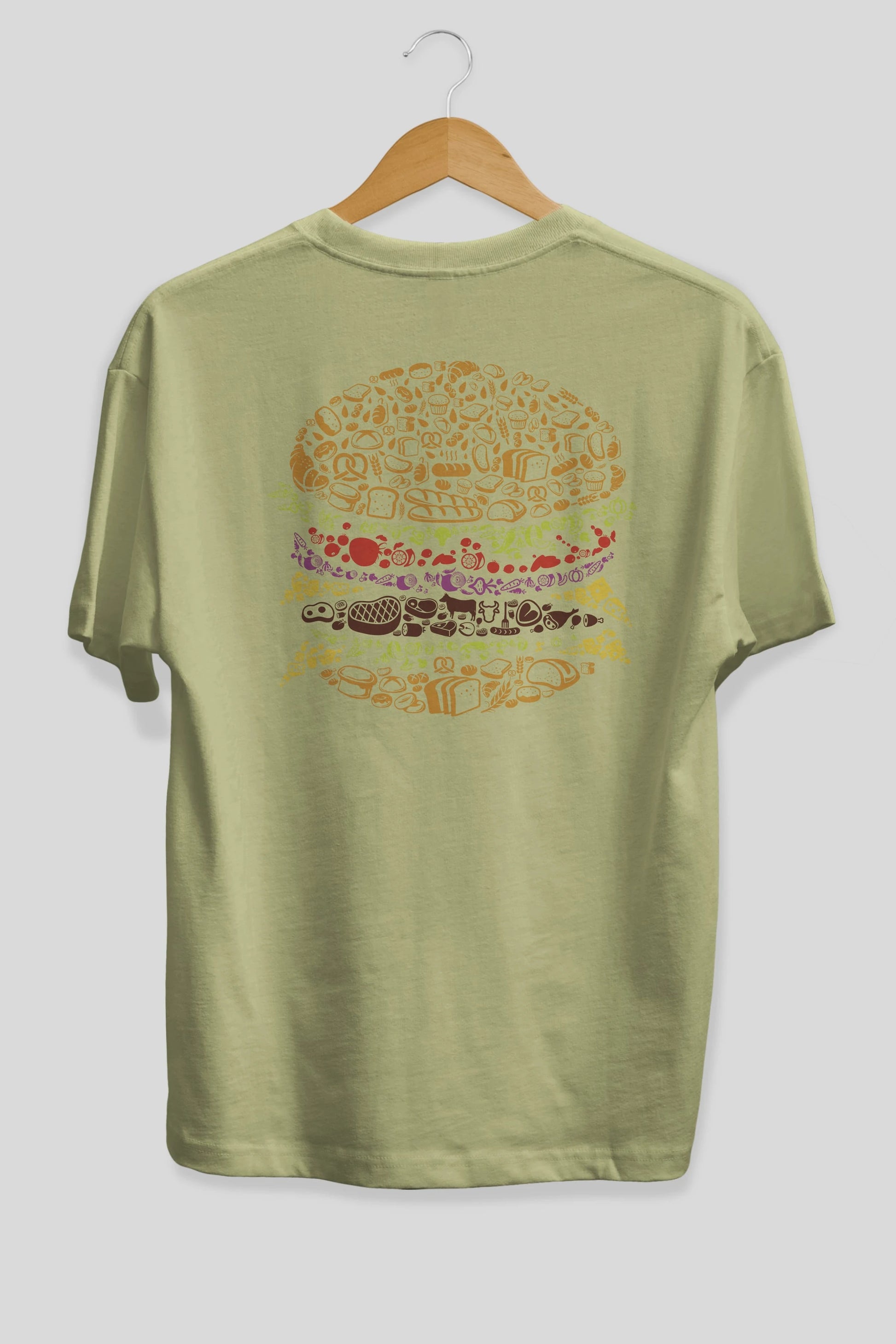 Burger Arka Baskılı Oversize t-shirt %100 pamuk Erkek Kadın Unisex
