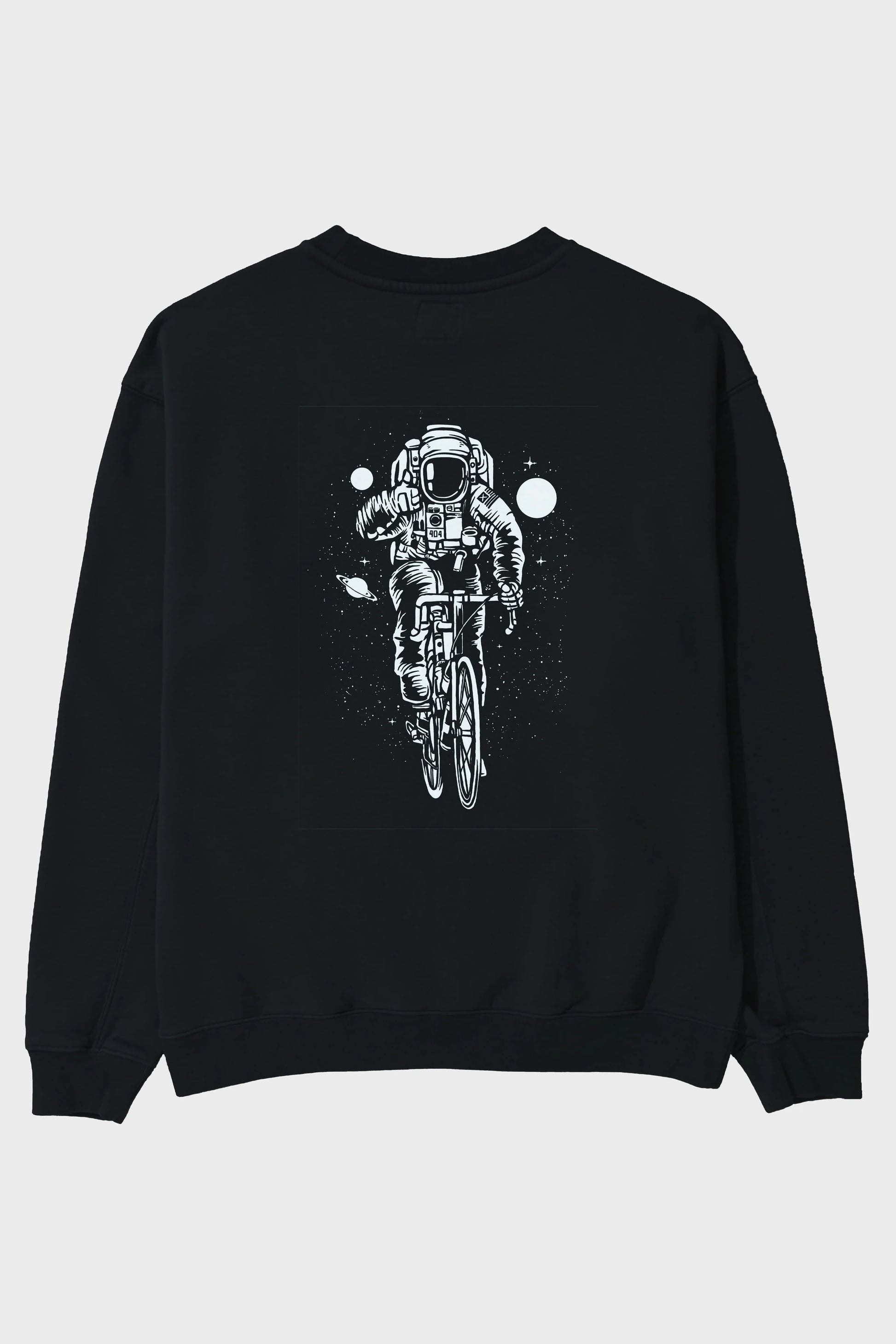 Astronaut Bicycle Arka Baskılı Oversize Sweatshirt Erkek Kadın Unisex