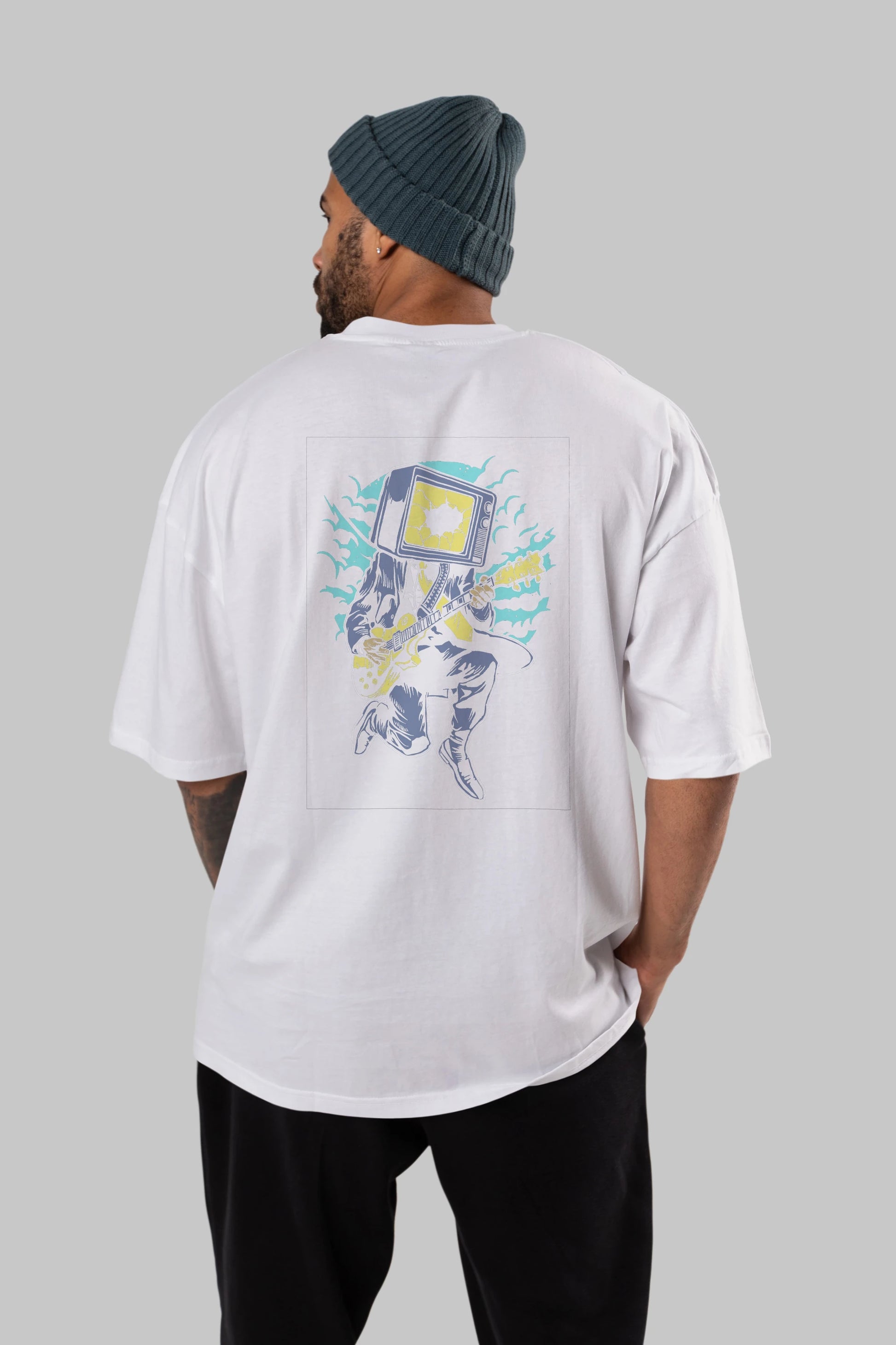 Death Rock Arka Baskılı Oversize t-shirt Erkek Kadın Unisex %100 Pamuk