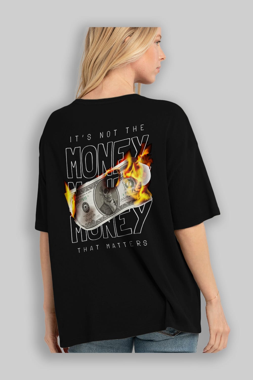 Teddy Bear Its Not The Money Arka Baskılı Oversize t-shirt Erkek Kadın Unisex %100 Pamuk