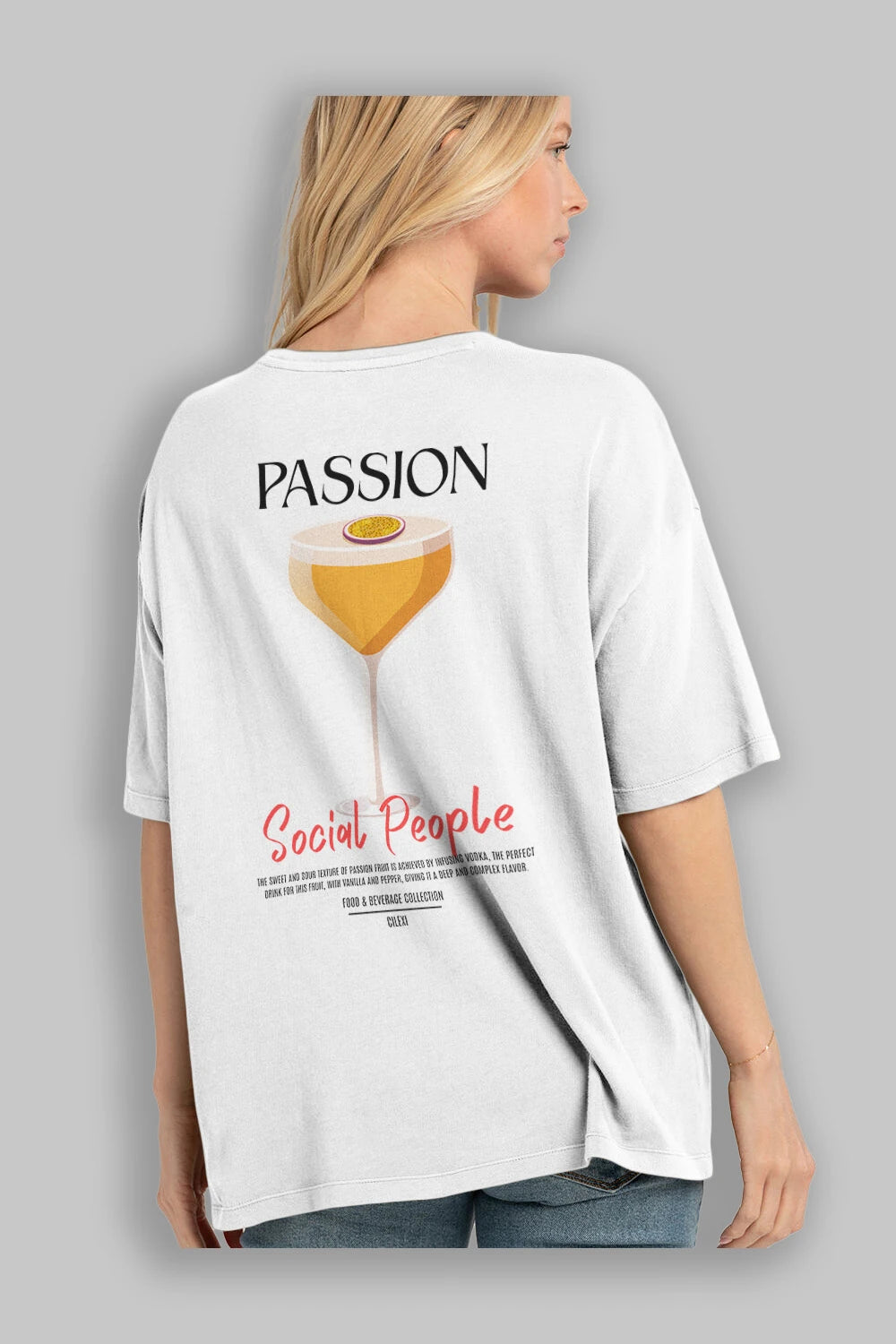 Passion Kokteyl Serisi Baskılı Oversize t-shirt Erkek Kadın Unisex %100 Pamuk Bisiklet Yaka tişort