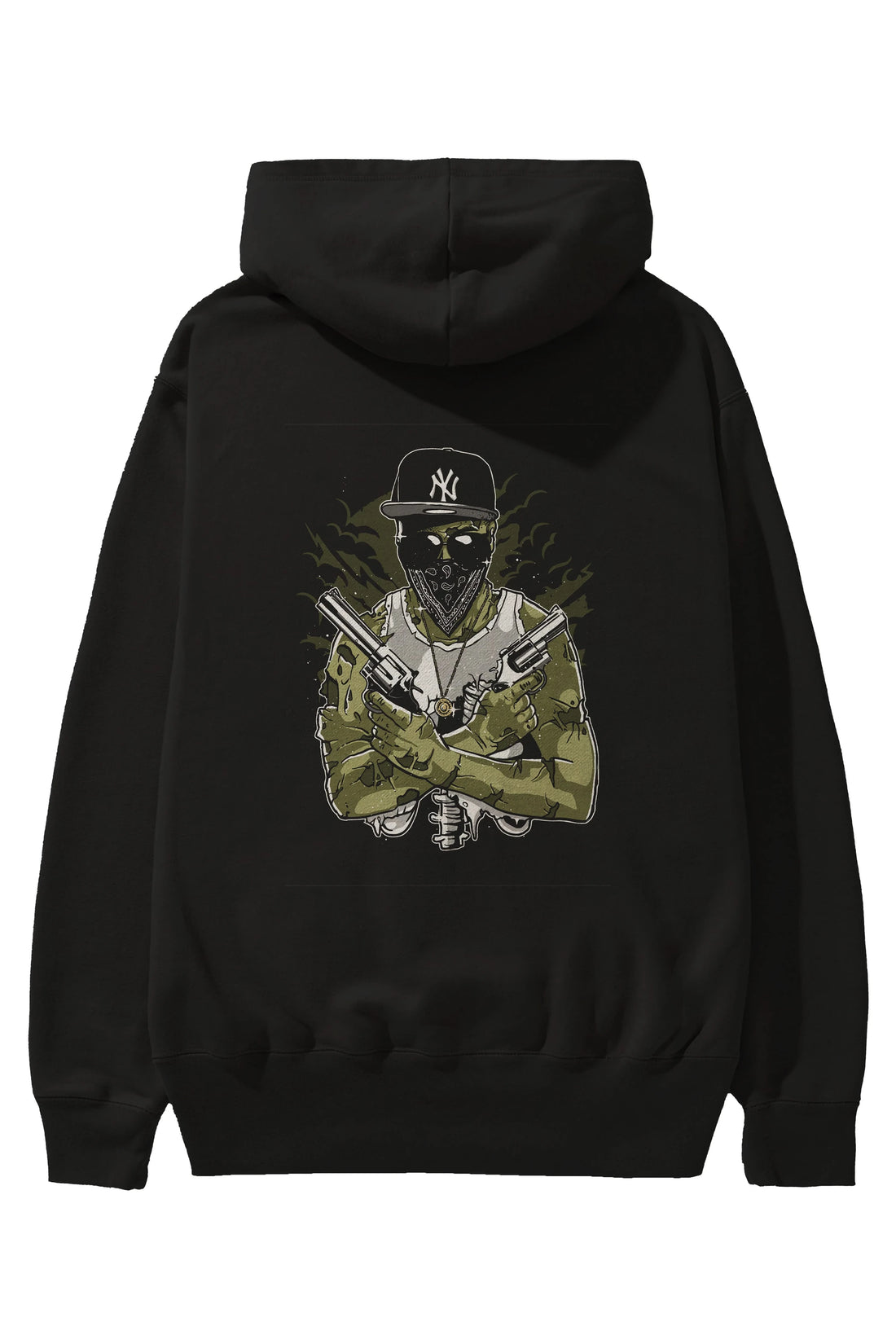 Gangsta Zombie Arka Baskılı Hoodie Oversize Kapüşonlu Sweatshirt Erkek Kadın Unisex