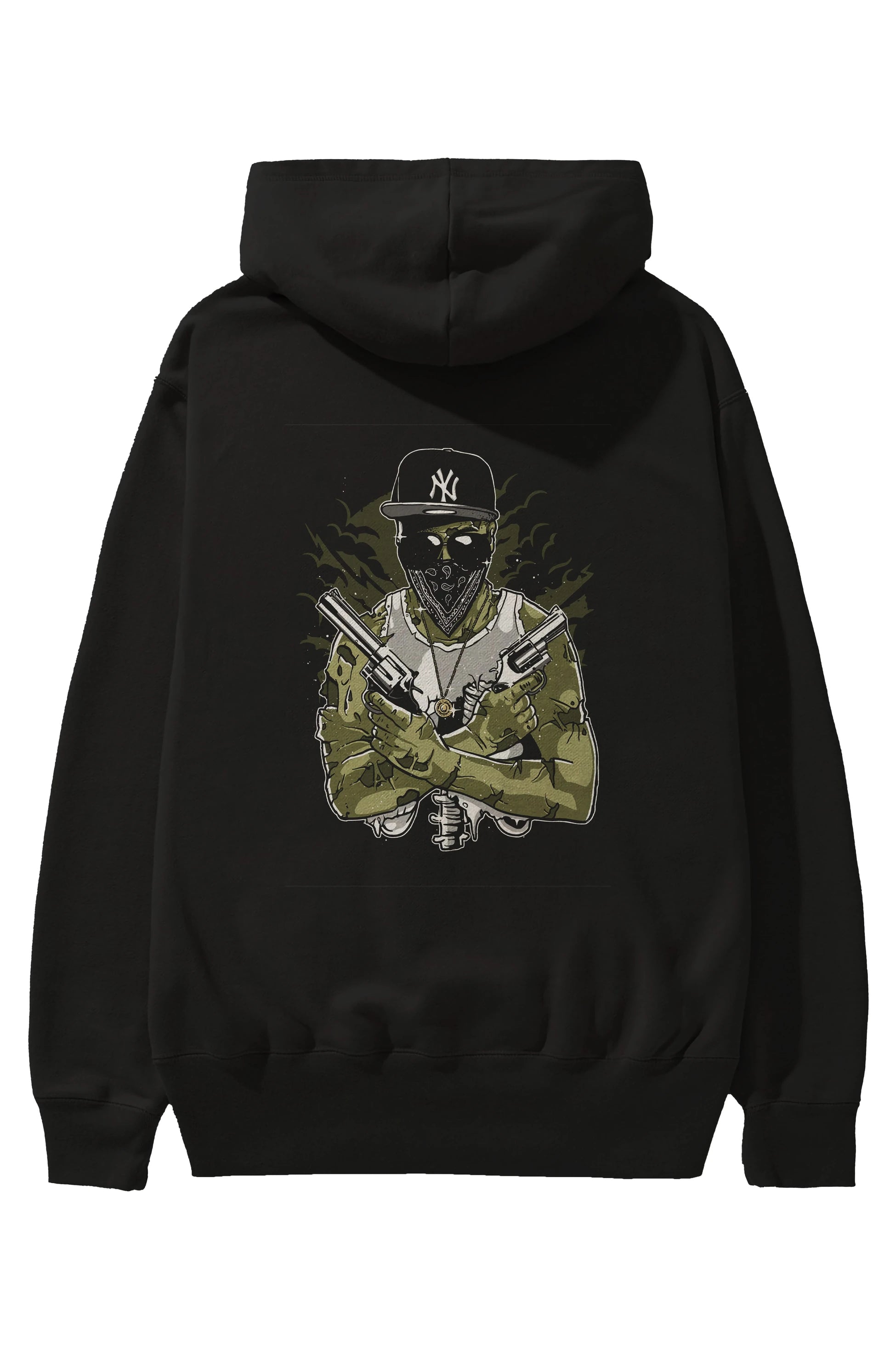 Gangsta Zombie Arka Baskılı Hoodie Oversize Kapüşonlu Sweatshirt Erkek Kadın Unisex