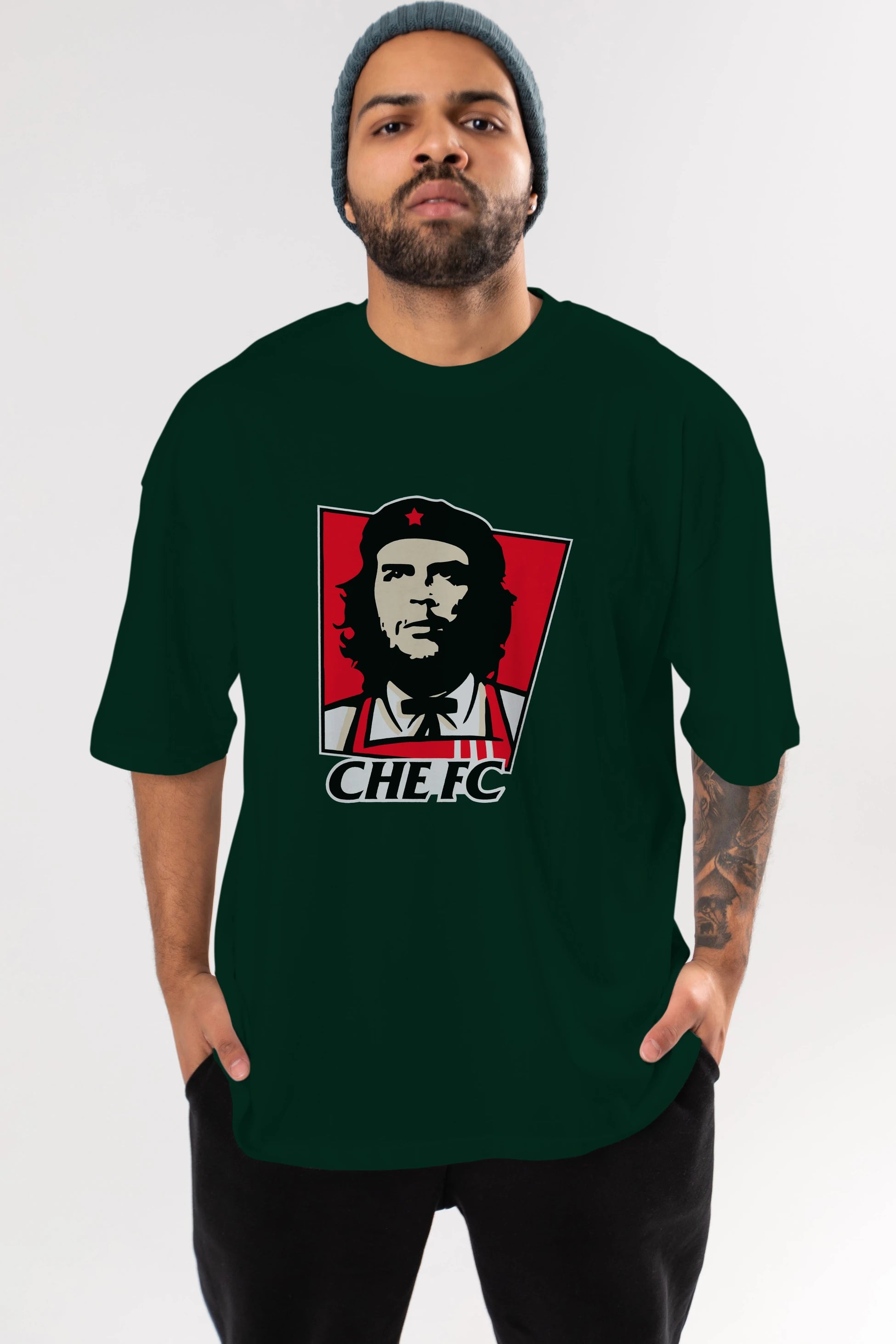 Che FC Ön Baskılı Oversize t-shirt Erkek Kadın Unisex %100 Pamuk Bisiklet Yaka tişort
