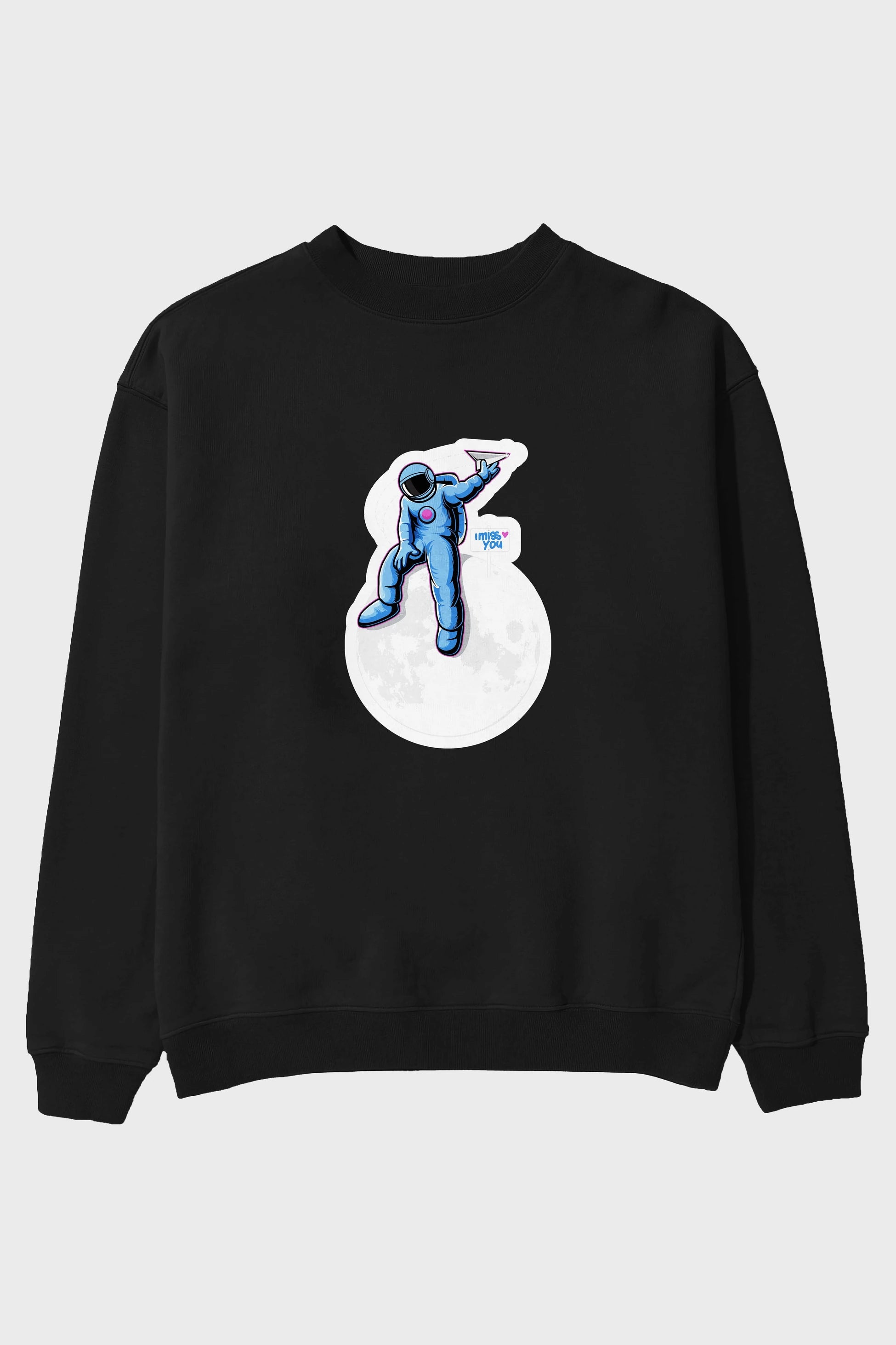 Astro Missing Earth Sticker Ön Baskılı Oversize Sweatshirt Erkek Kadın Unisex