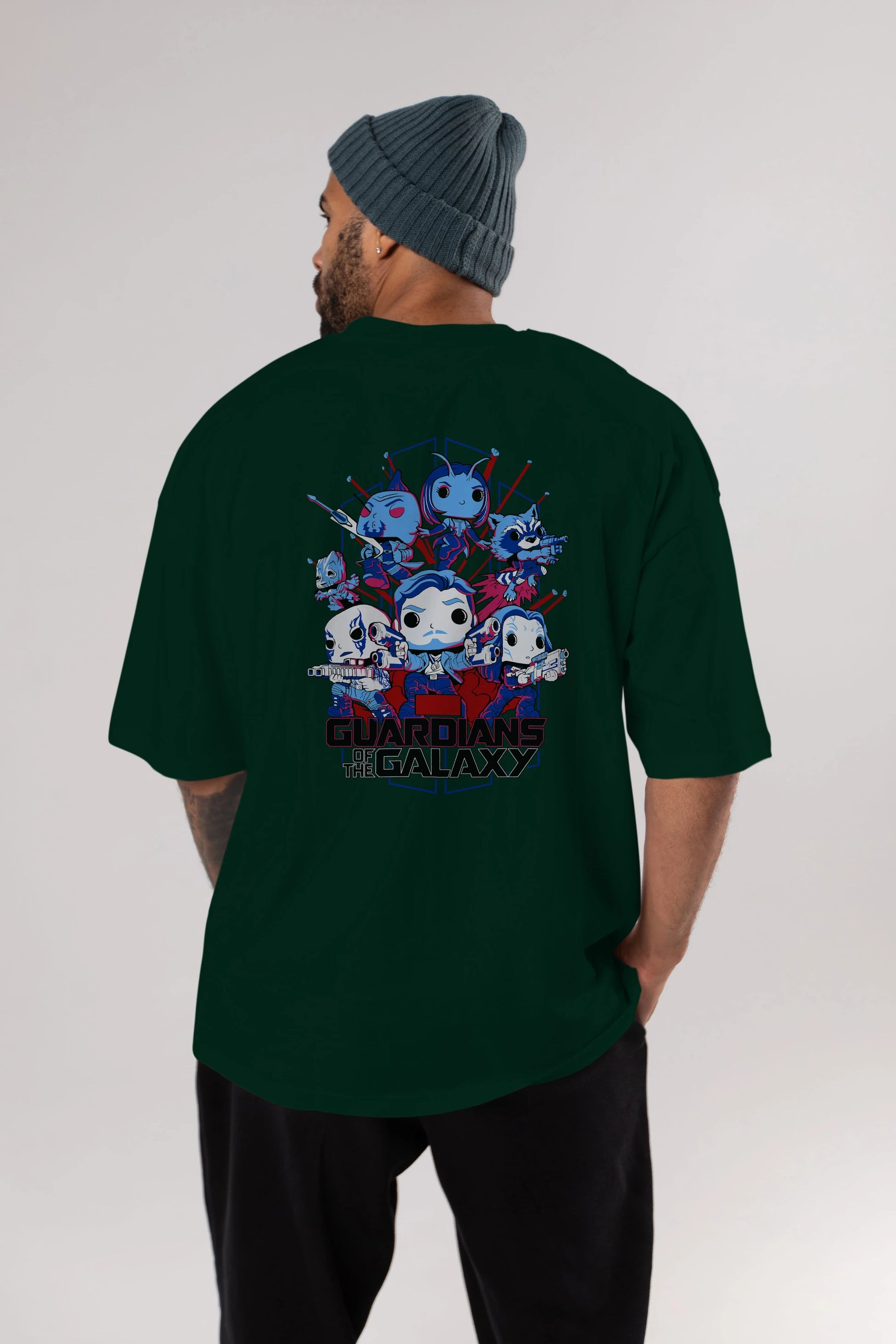 Guardians of the Galaxy Arka Baskılı Oversize t-shirt Erkek Kadın Unisex %100 Pamuk Bisiklet Yaka tişort