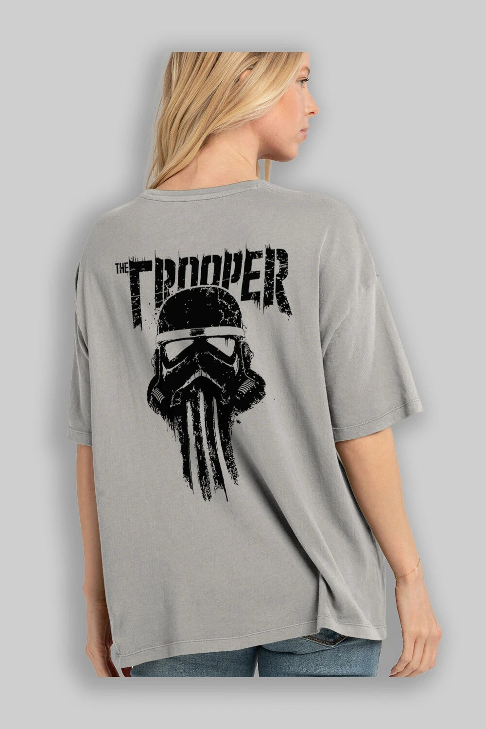 The Trooper Arka Baskılı Oversize t-shirt Erkek Kadın Unisex %100 Pamuk Bisiklet Yaka tişort
