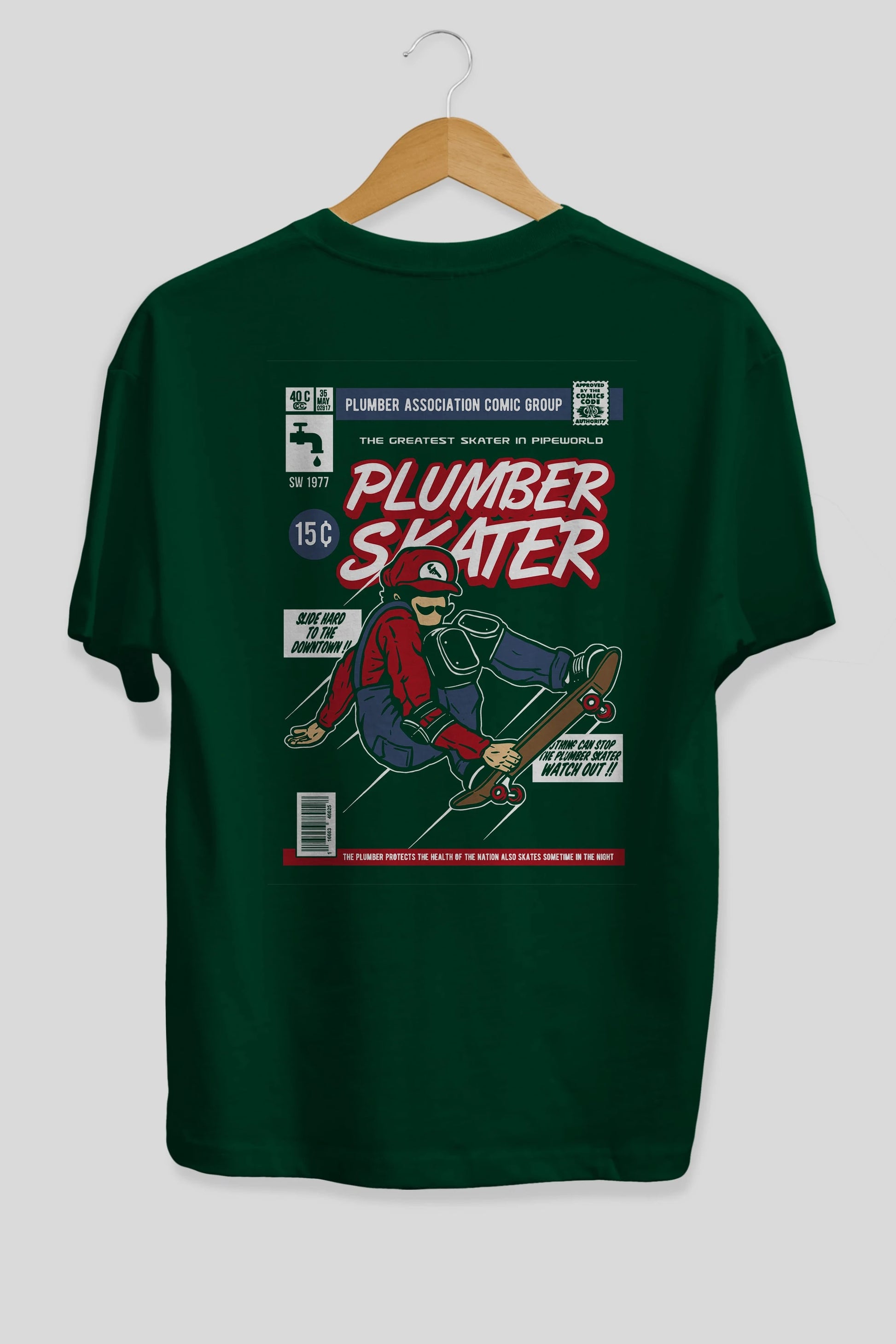 Plumber Skater Arka Baskılı Oversize t-shirt Erkek Kadın Unisex %100 Pamuk