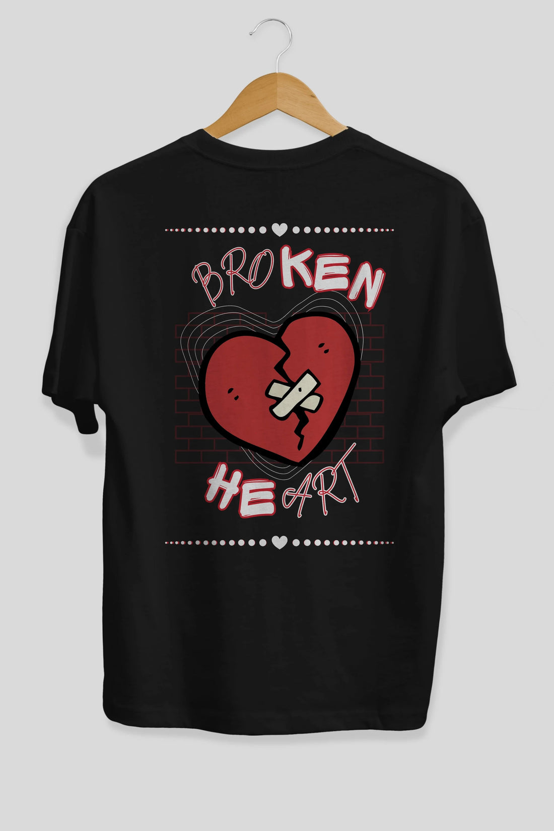 Broken Heart Yazılı Arka Baskılı Oversize t-shirt Erkek Kadın Unisex