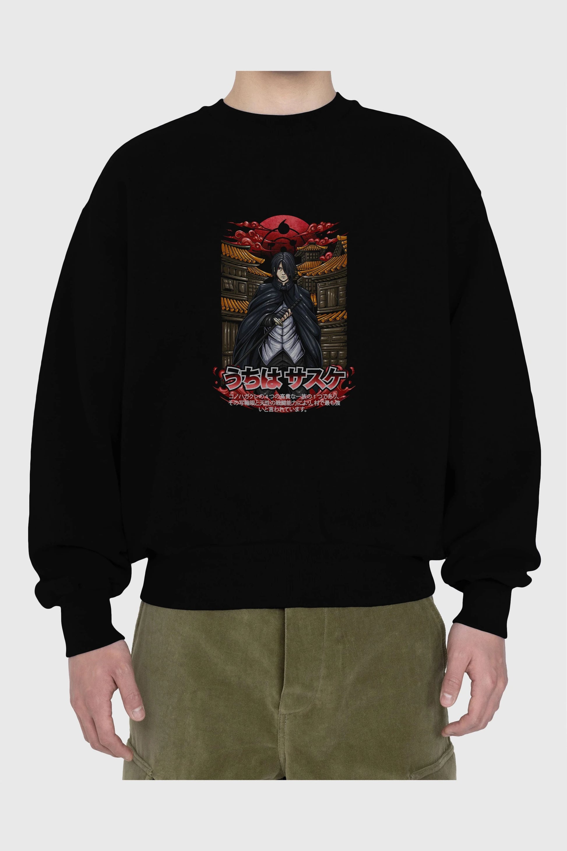 NARUTO SASUKE UCHIHA 1 Anime Ön Baskılı Oversize Sweatshirt Erkek Kadın Unisex