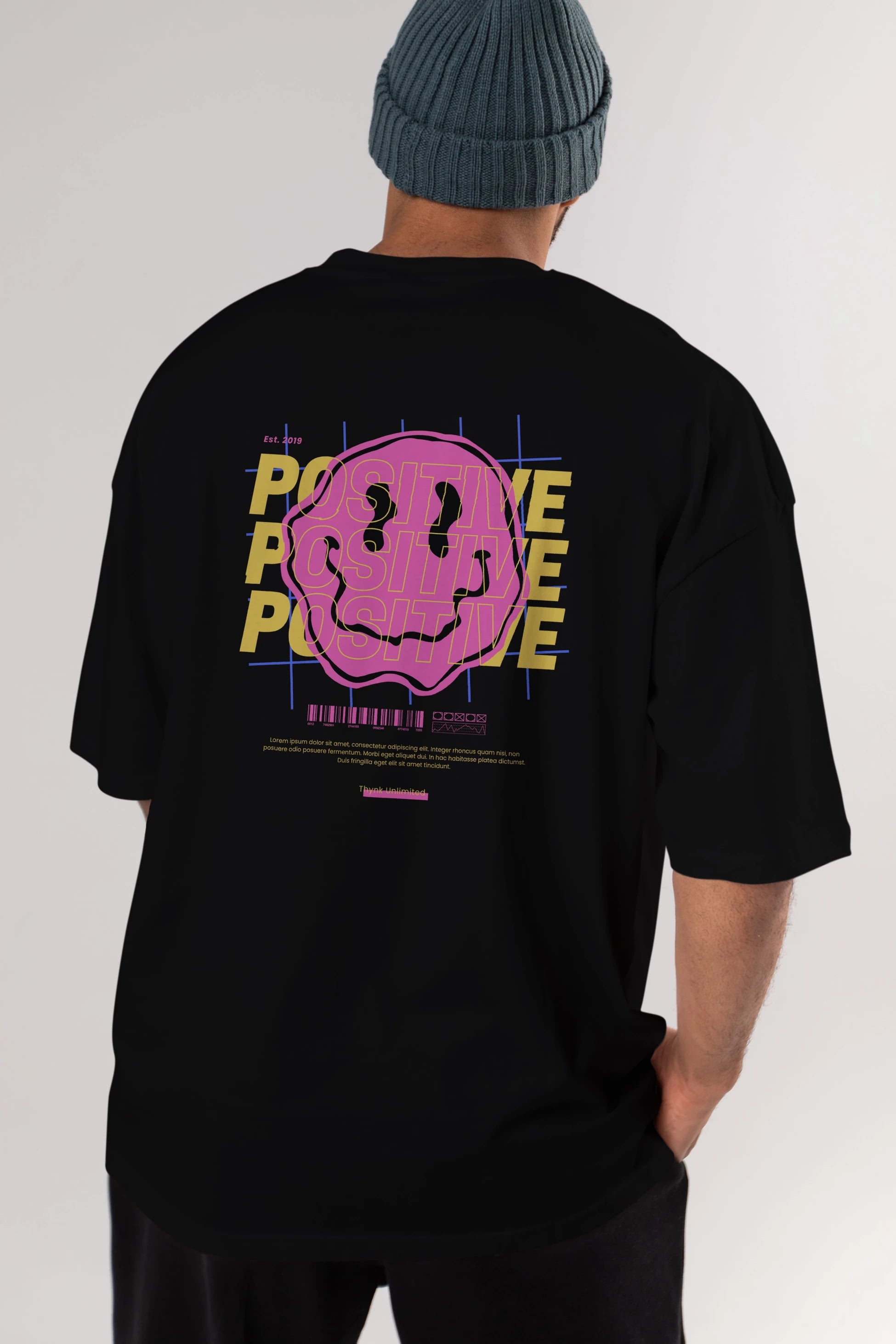 Positive 2 Arka Baskılı Oversize t-shirt Erkek Kadın Unisex