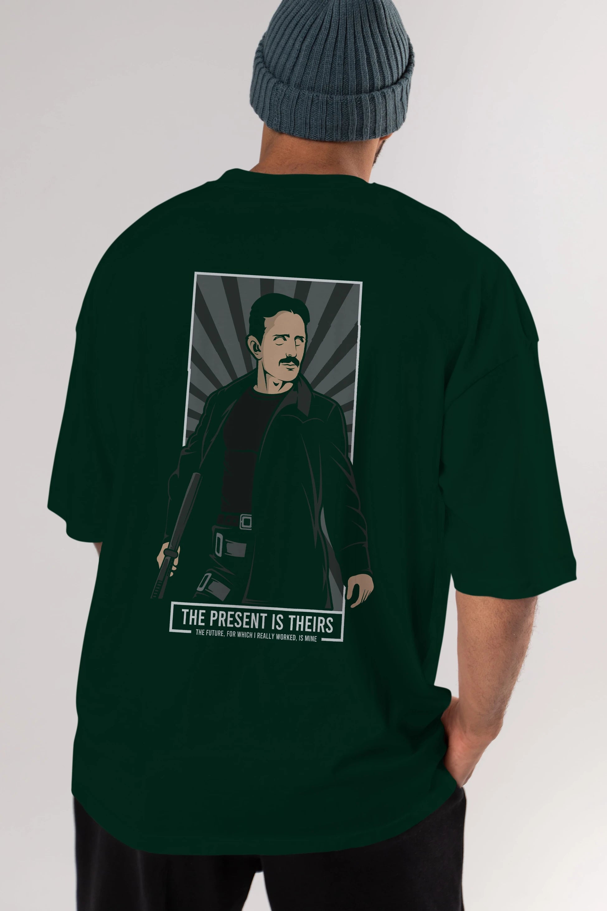 Tesla Matrix Arka Baskılı Oversize t-shirt Erkek Kadın Unisex %100 Pamuk tişort