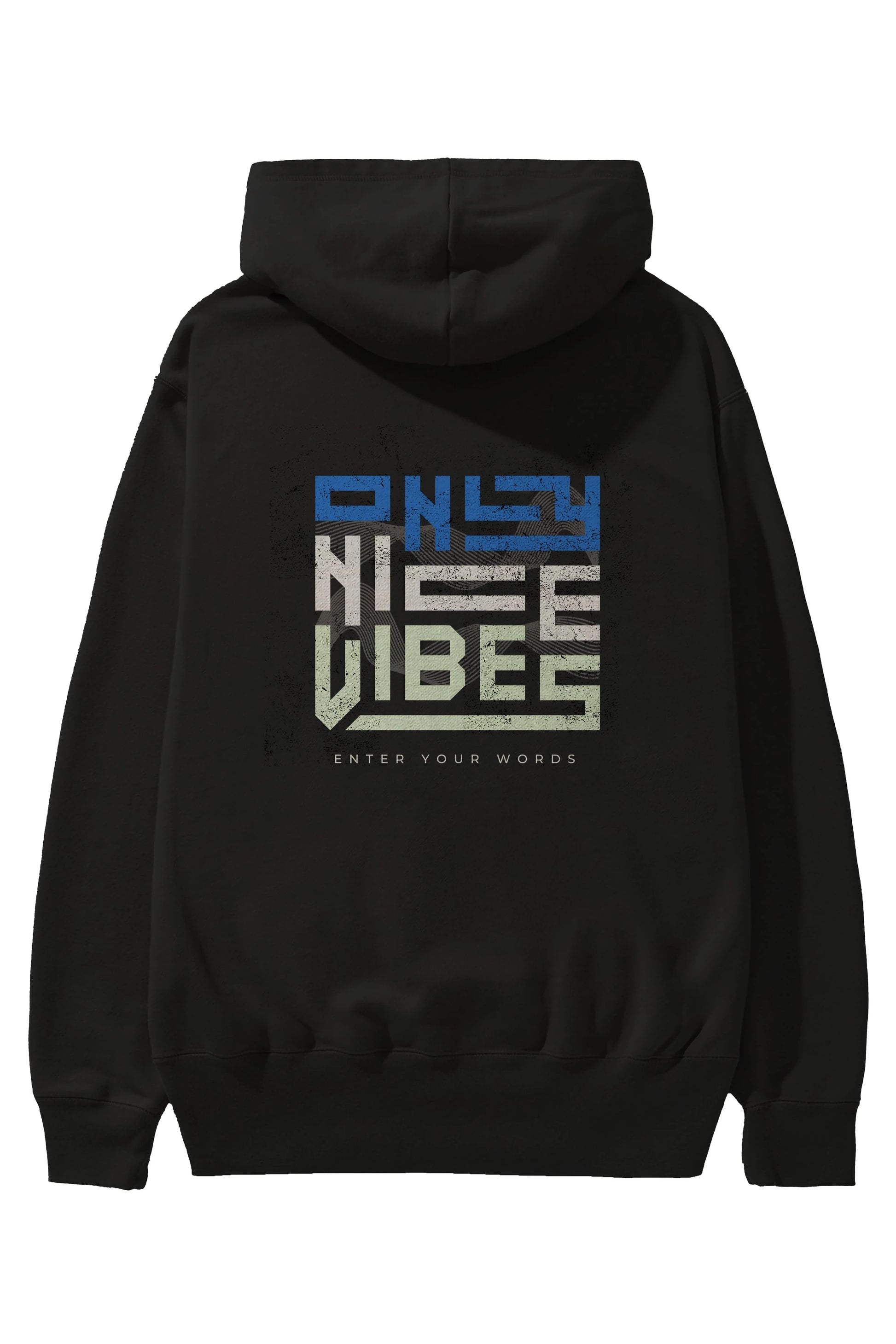Only Nice Vibes Arka Baskılı Oversize Hoodie Kapüşonlu Sweatshirt Erkek Kadın Unisex