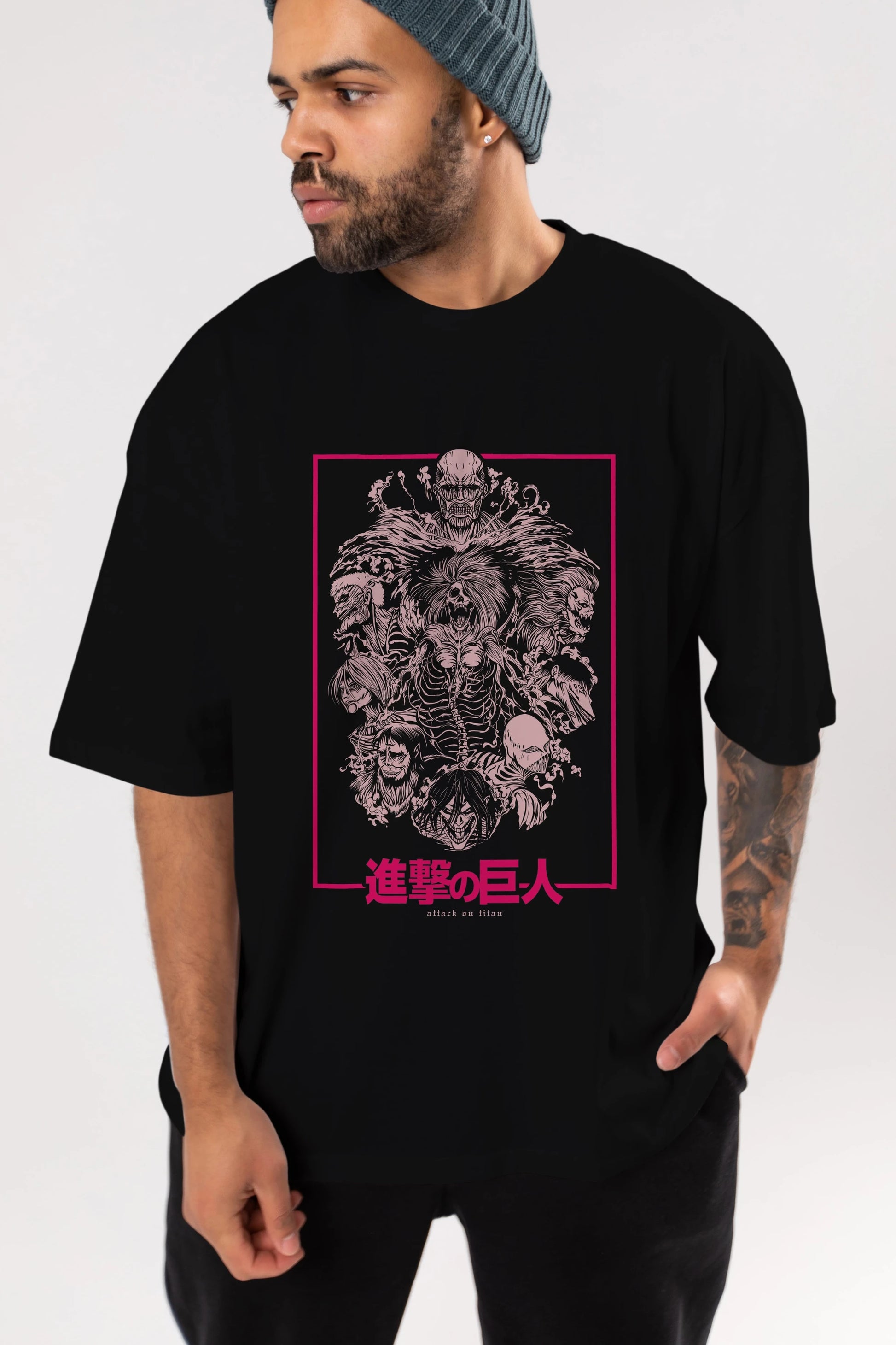 ATTACK ON TITANS Anime Ön Baskılı Oversize t-shirt %100 pamuk Erkek Kadın Unisex