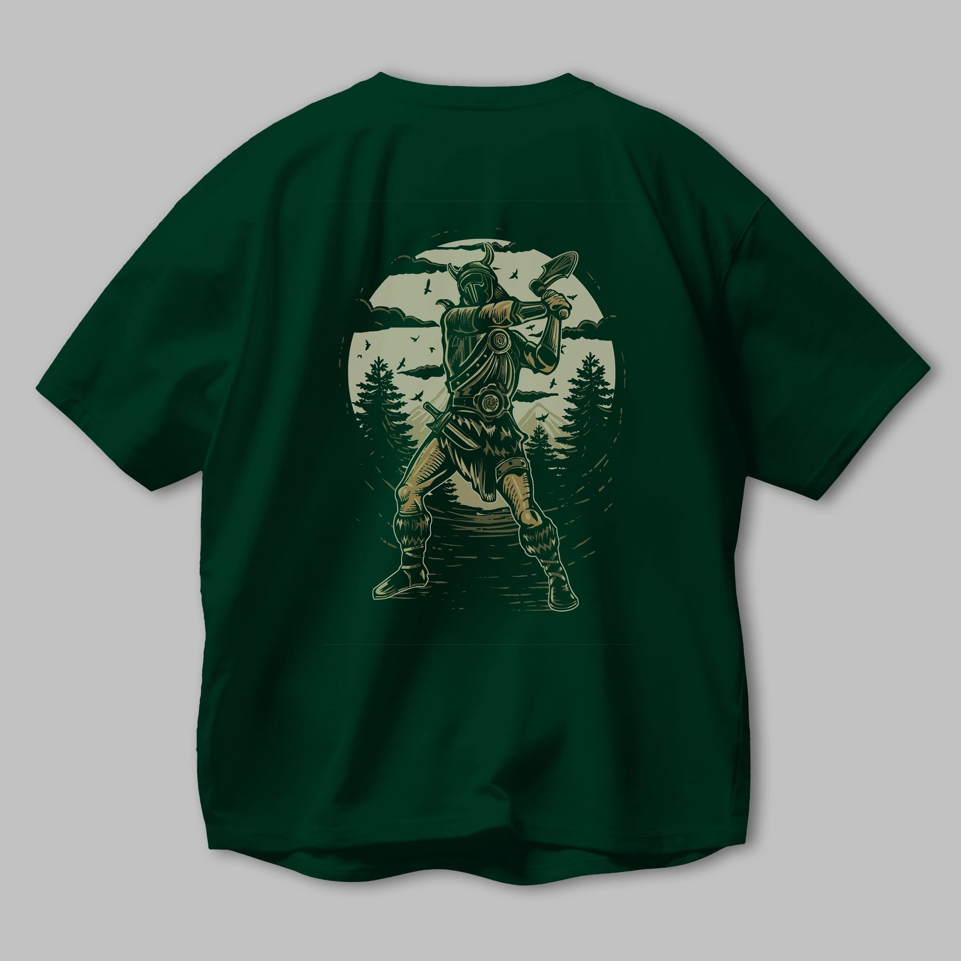 Viking Arka Baskılı Oversize t-shirt Erkek Kadın Unisex %100 Pamuk