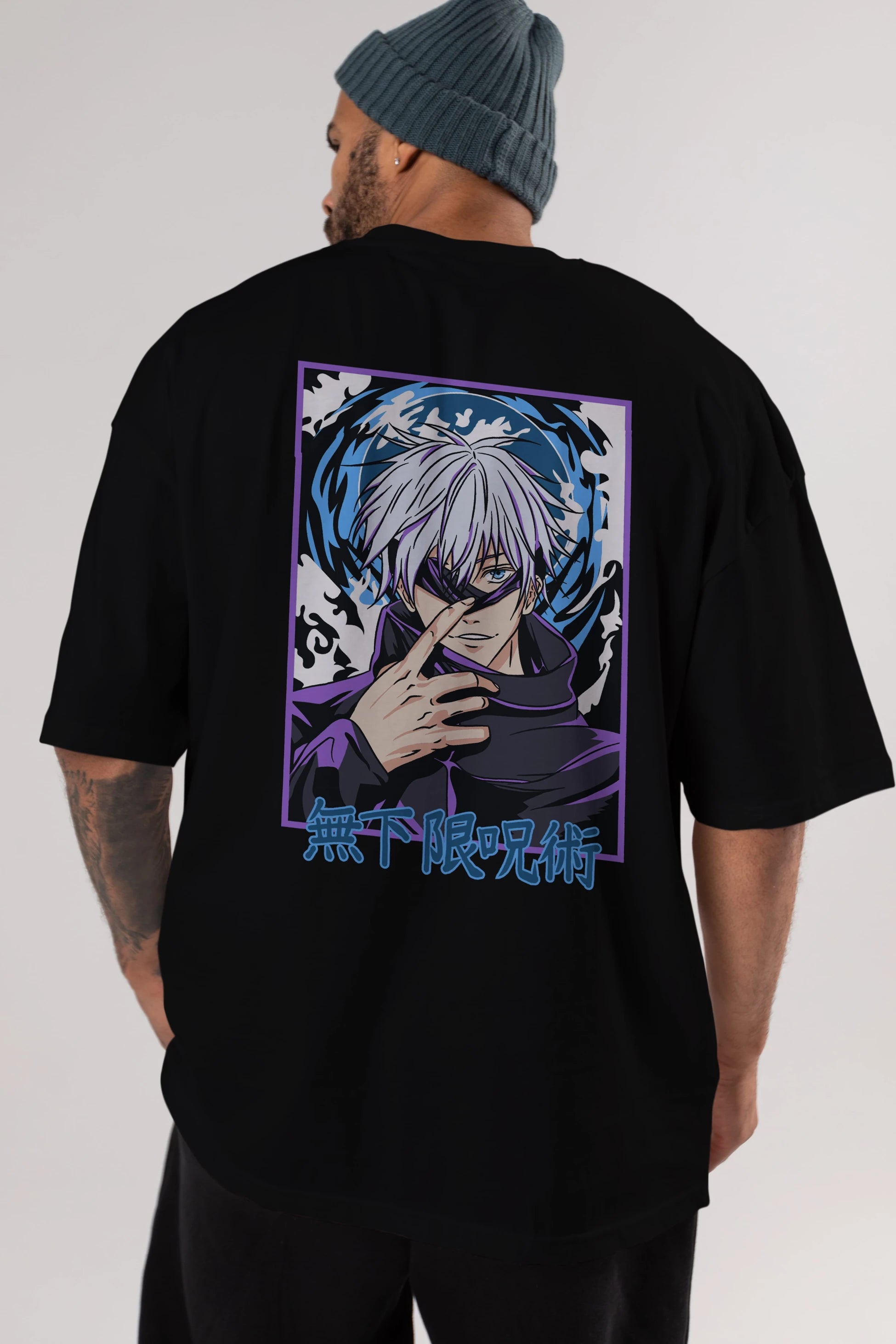 SATORU GOJO 3 Anime Arka Baskılı Oversize t-shirt Erkek Kadın Unisex