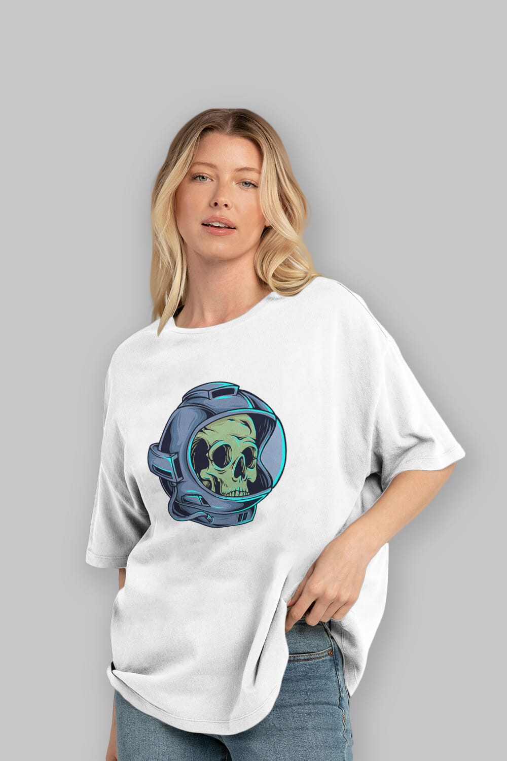 Astroskull Ön Baskılı Oversize t-shirt Erkek Kadın Unisex