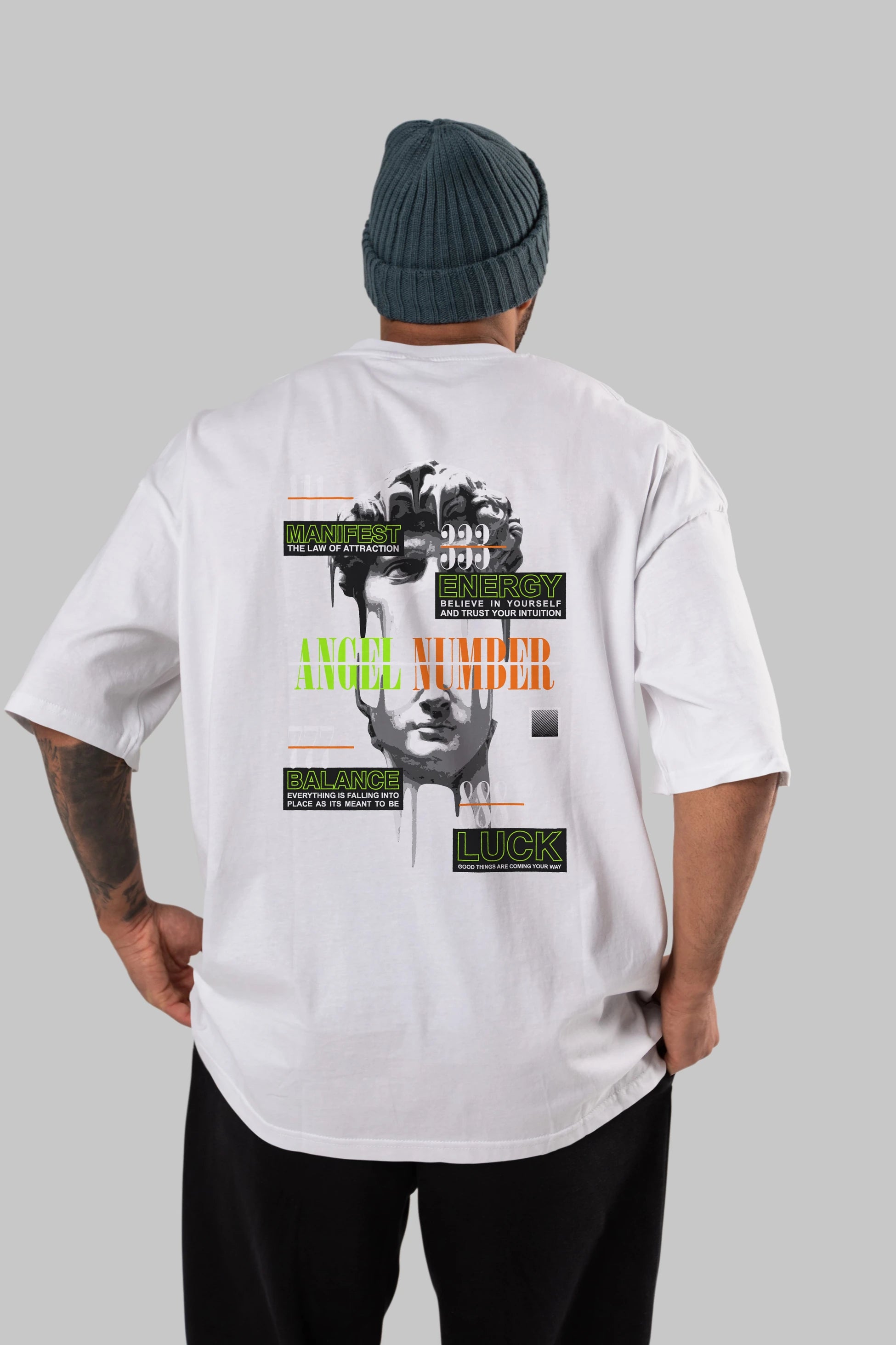 Angel Number Arka Baskılı Oversize t-shirt Erkek Kadın Unisex