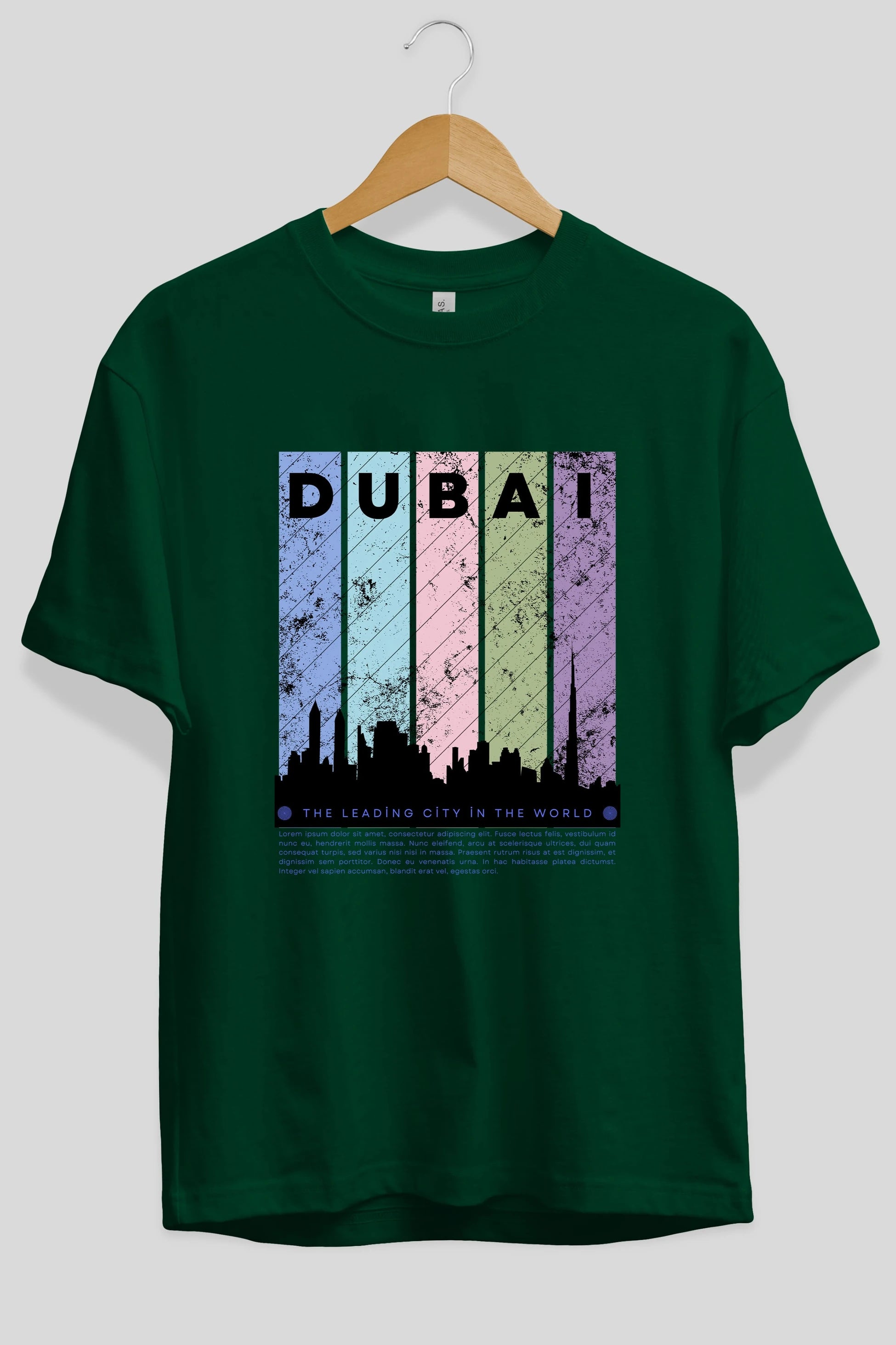 Dubai Yazılı Ön Baskılı Oversize t-shirt Erkek Kadın Unisex