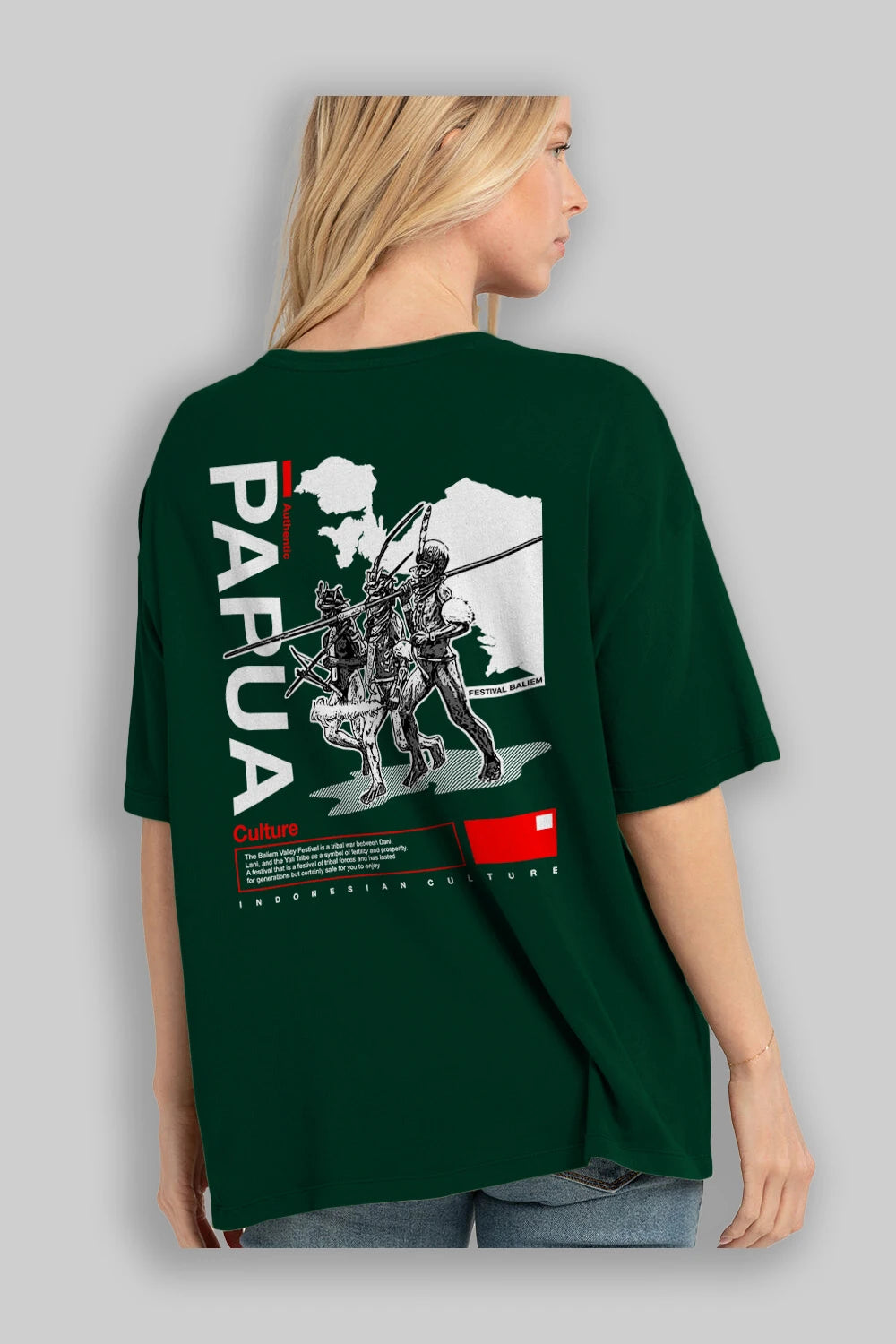 Papua Culture Arka Baskılı Oversize t-shirt Erkek Kadın Unisex
