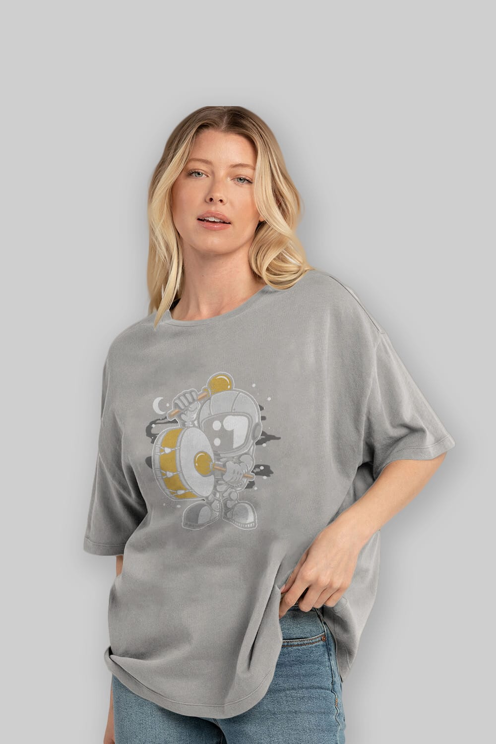 Astronaut Marching Band Ön Baskılı Oversize t-shirt Erkek Kadın Unisex