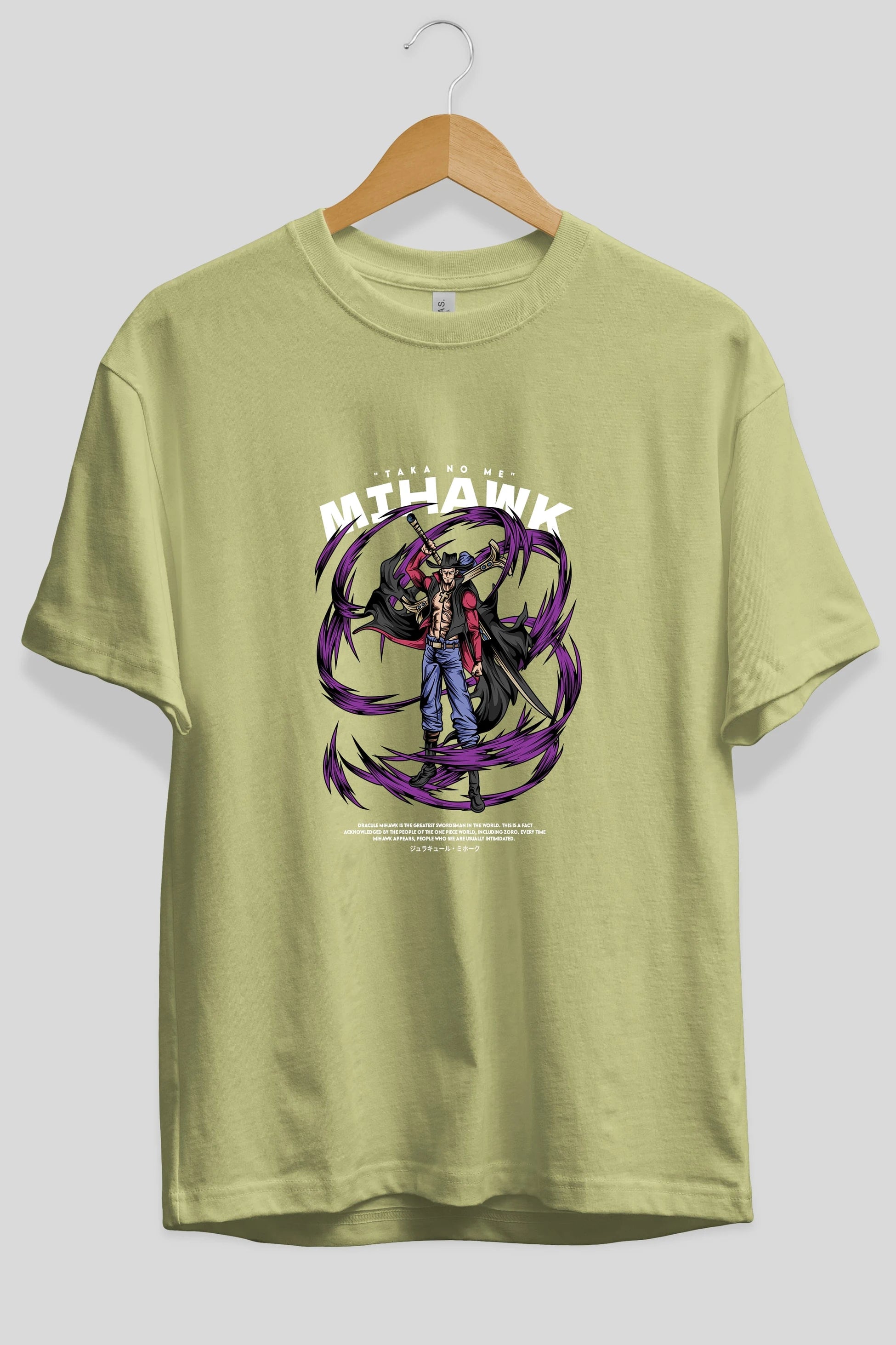 Mihawk Anime Ön Baskılı Oversize t-shirt %100 pamuk Erkek Kadın Unisex
