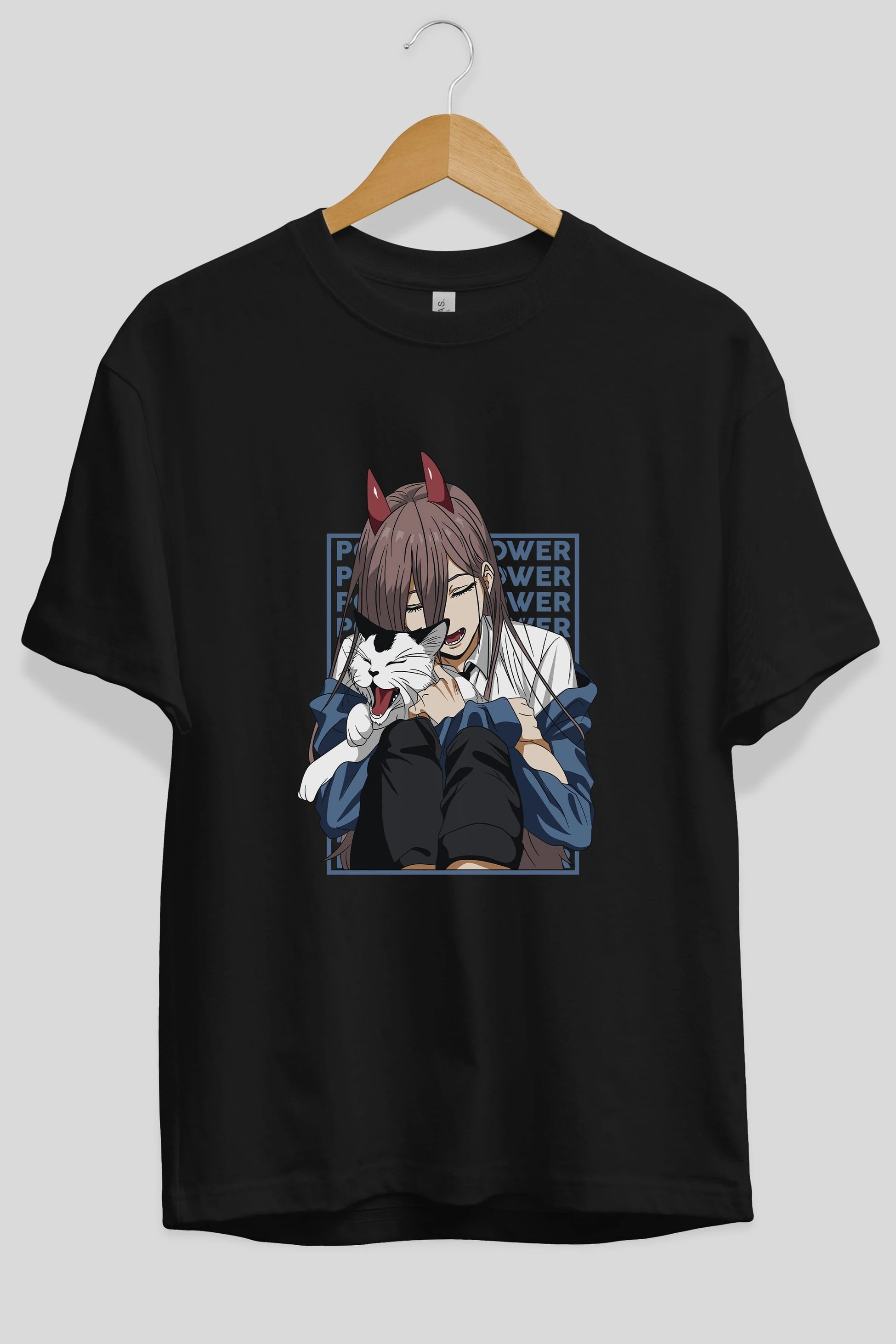 POWER CHAINSAWMAN Anime Ön Baskılı Oversize t-shirt %100 pamuk Erkek Kadın Unisex