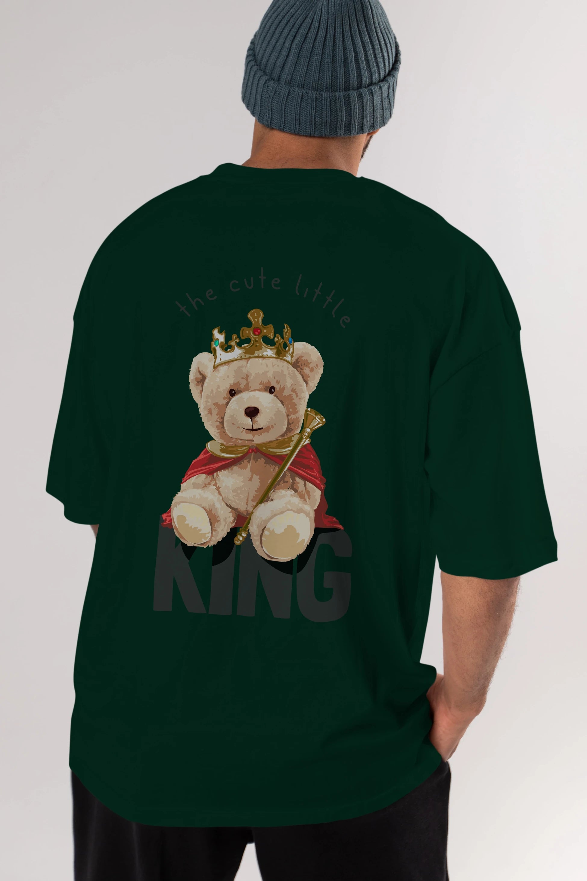 Teddy Bear King Arka Baskılı Oversize t-shirt Erkek Kadın Unisex %100 Pamuk