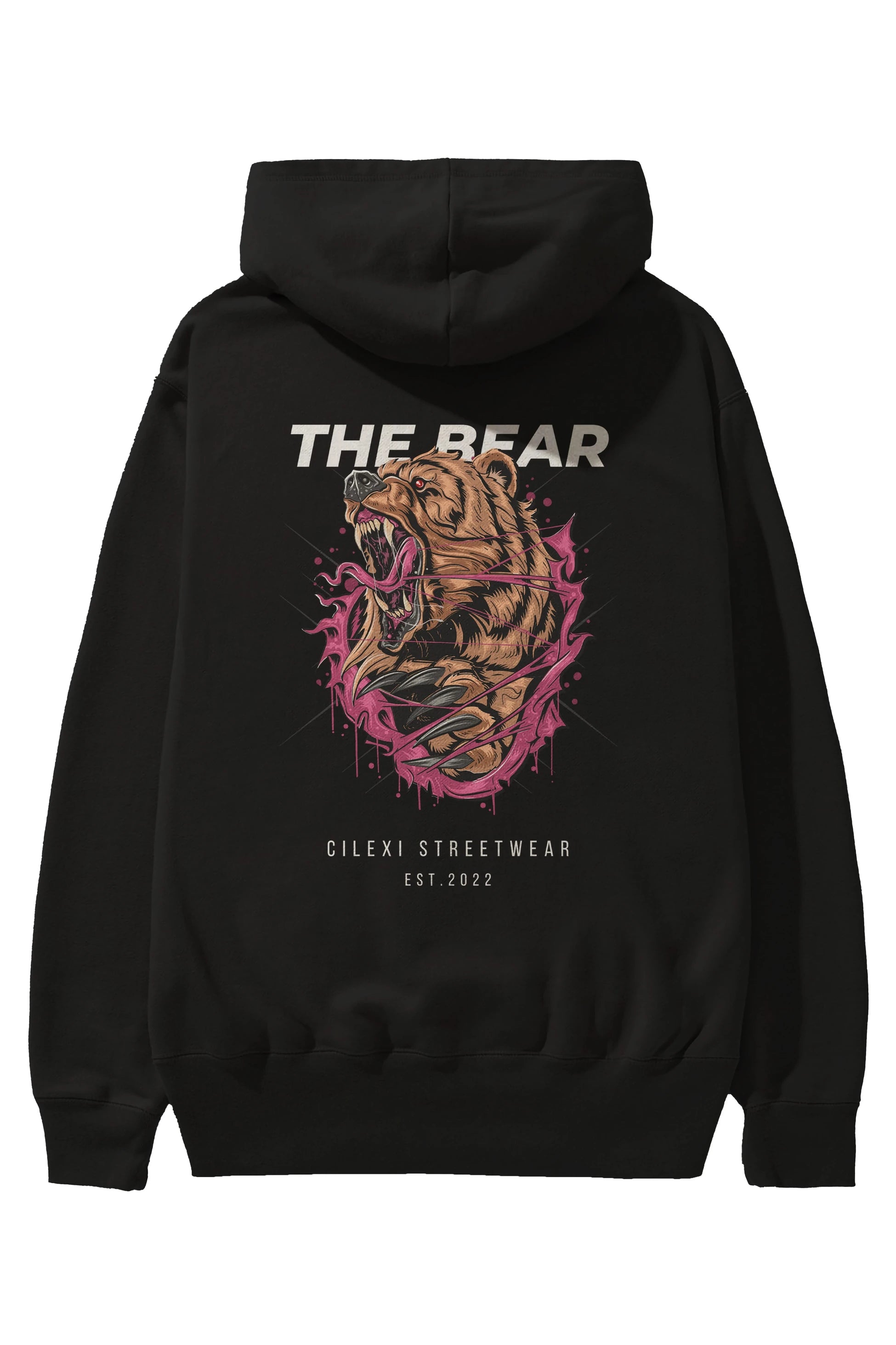The Bear Arka Baskılı Oversize Hoodie Kapüşonlu Sweatshirt Erkek Kadın Unisex