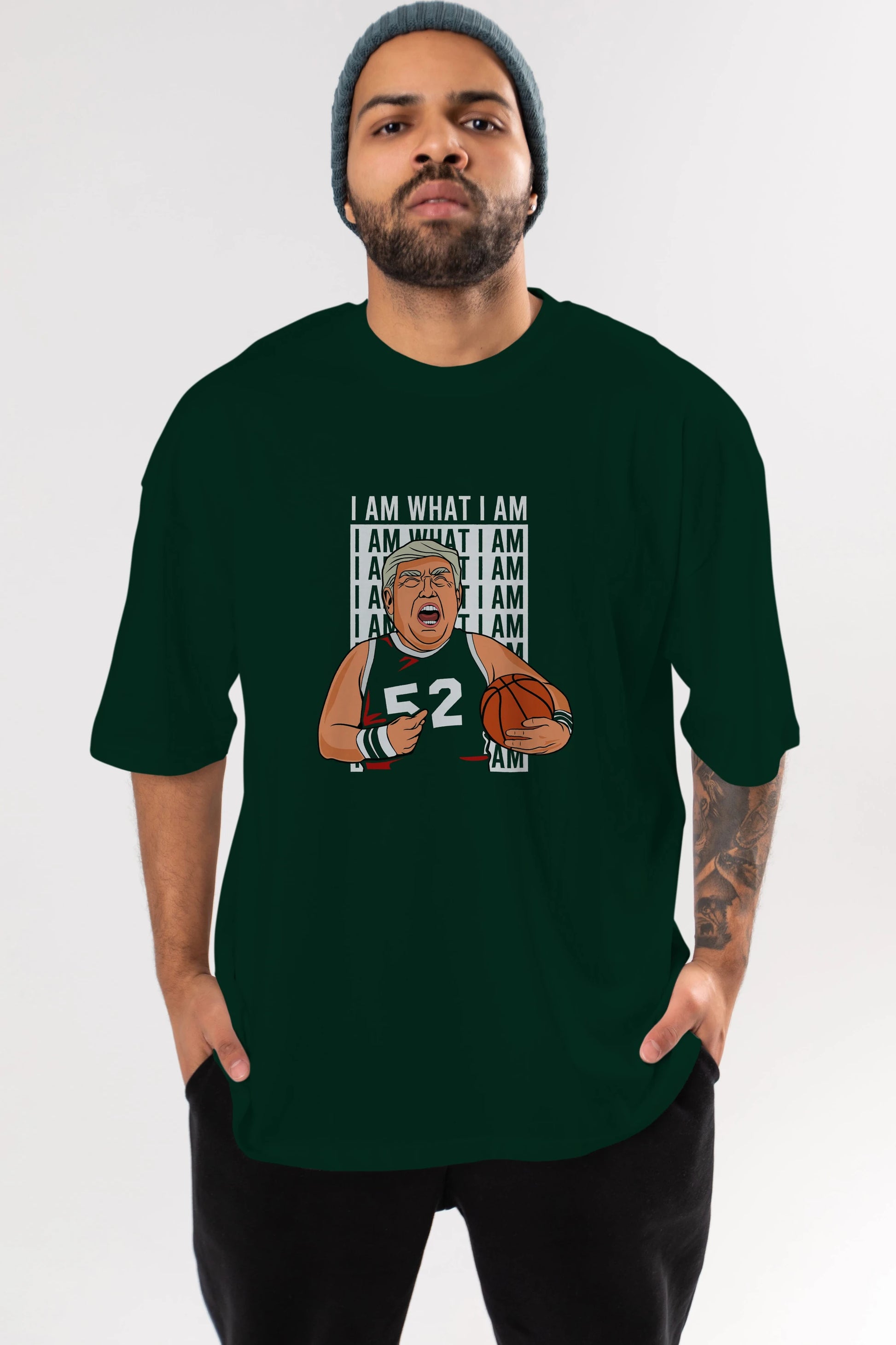 Trump Basketball Ön Baskılı Oversize t-shirt Erkek Kadın Unisex %100 Pamuk tişort