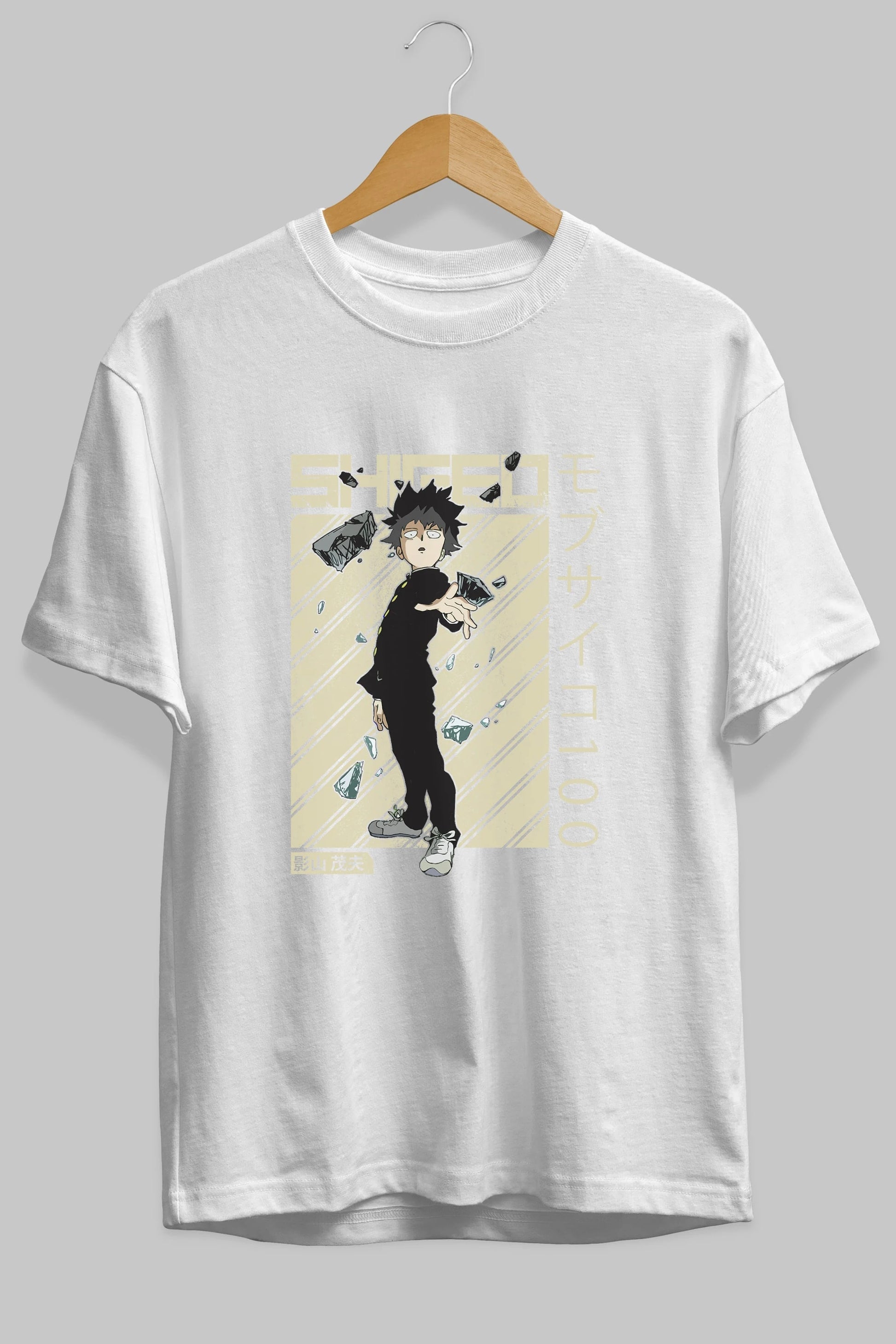 Shigeo Kageyama 3 Anime Ön Baskılı Oversize t-shirt %100 pamuk Erkek Kadın Unisex