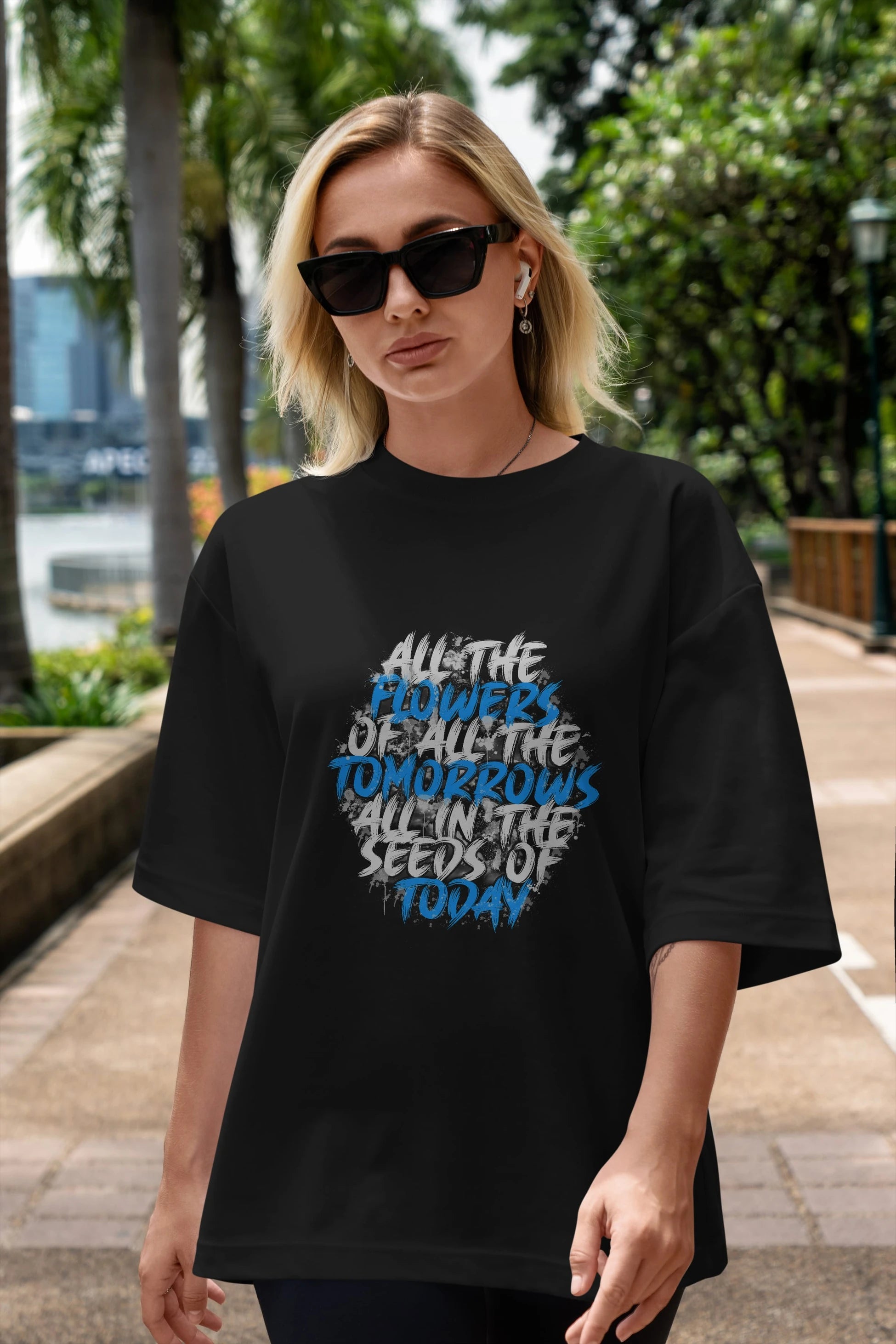 All The Flowers Ön Baskılı Oversize t-shirt Erkek Kadın Unisex
